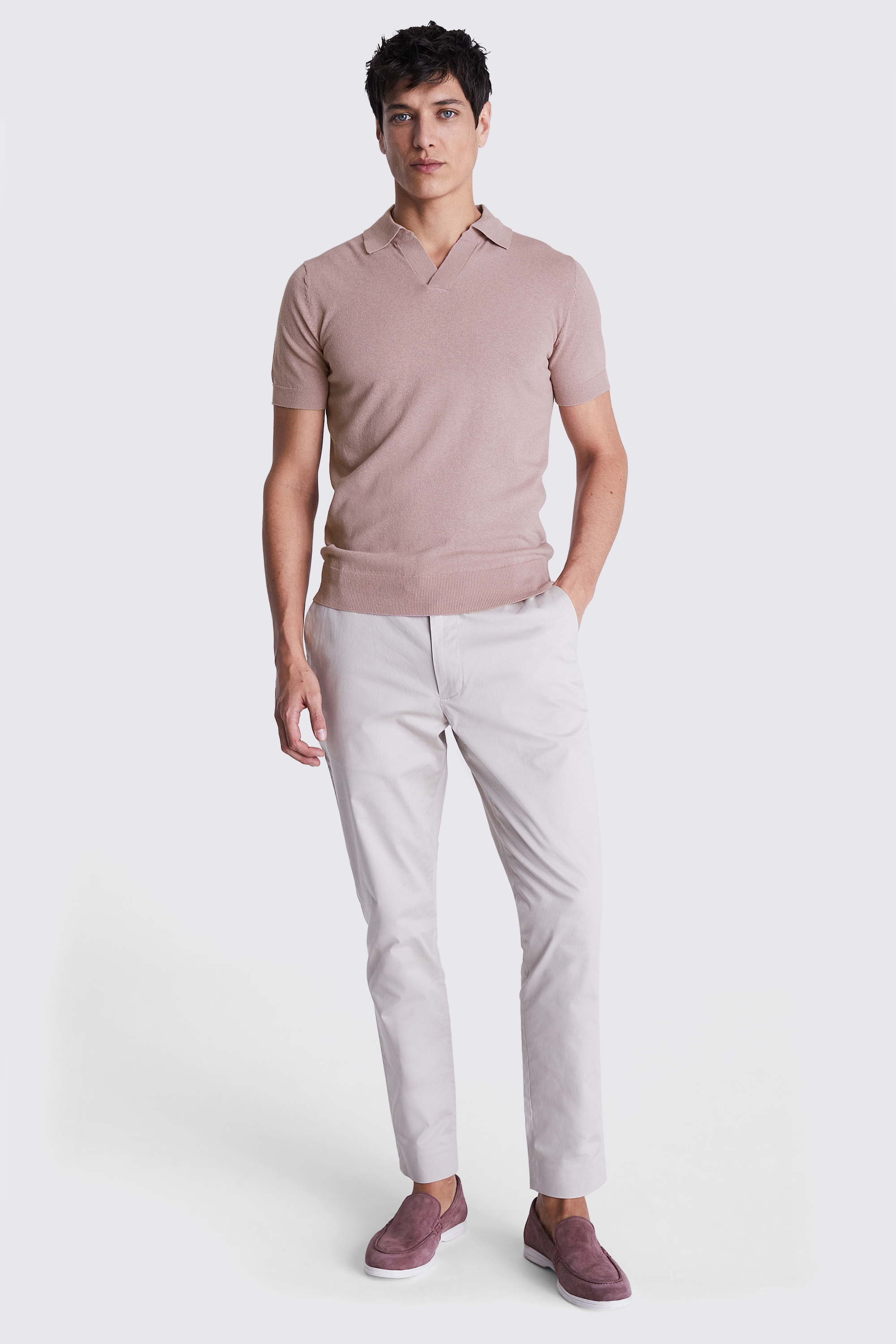 Linen Blend Pink Skipper Polo