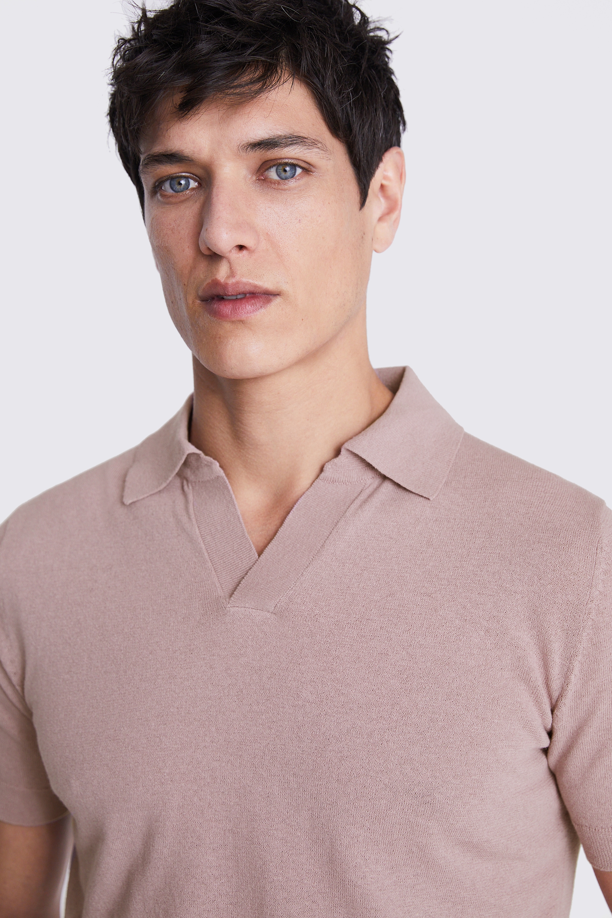 Linen Blend Pink Skipper Polo