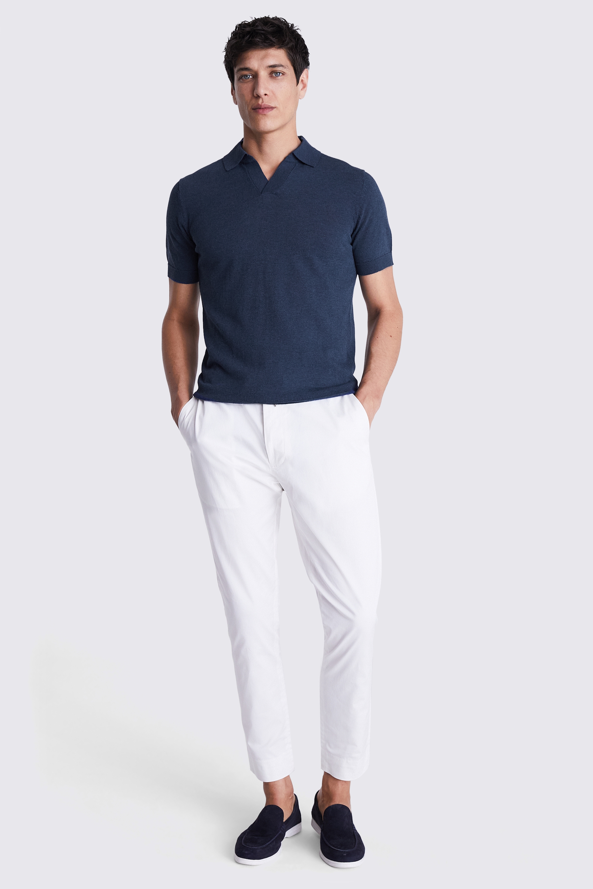 Linen Blend Ink Blue Skipper Polo
