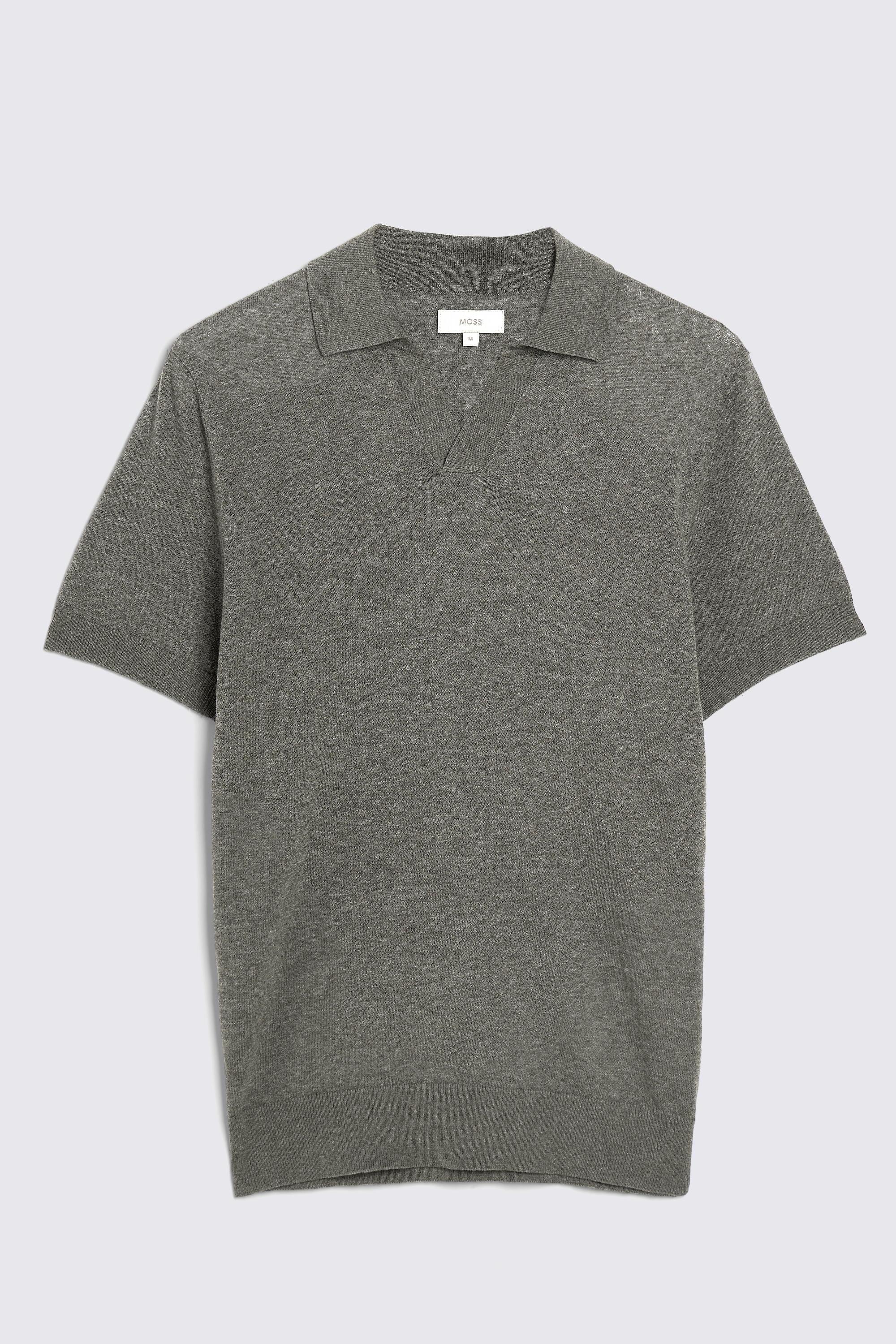 Linen Blend Khaki Skipper Polo