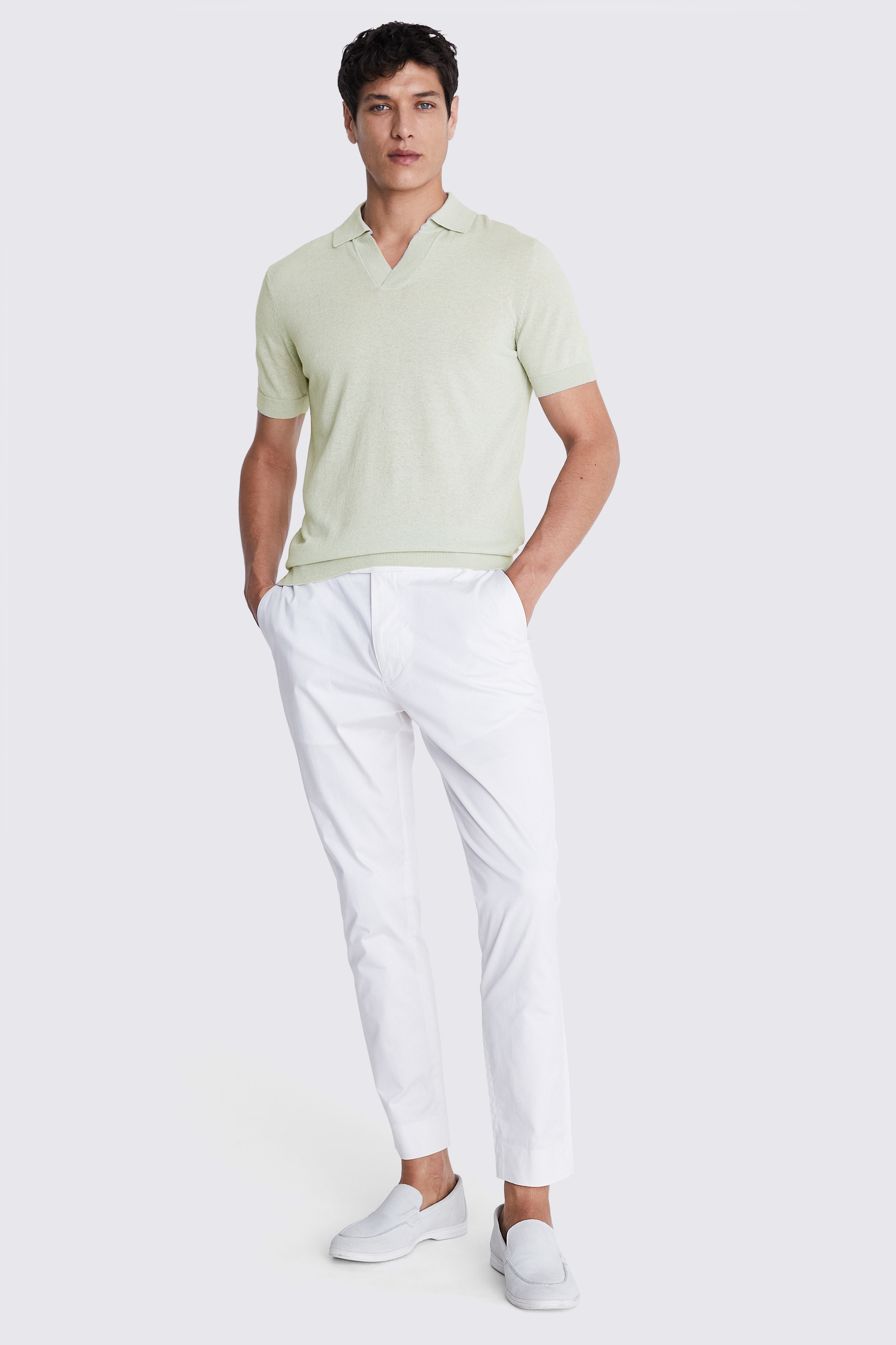 Linen Blend Light Sage Skipper Polo