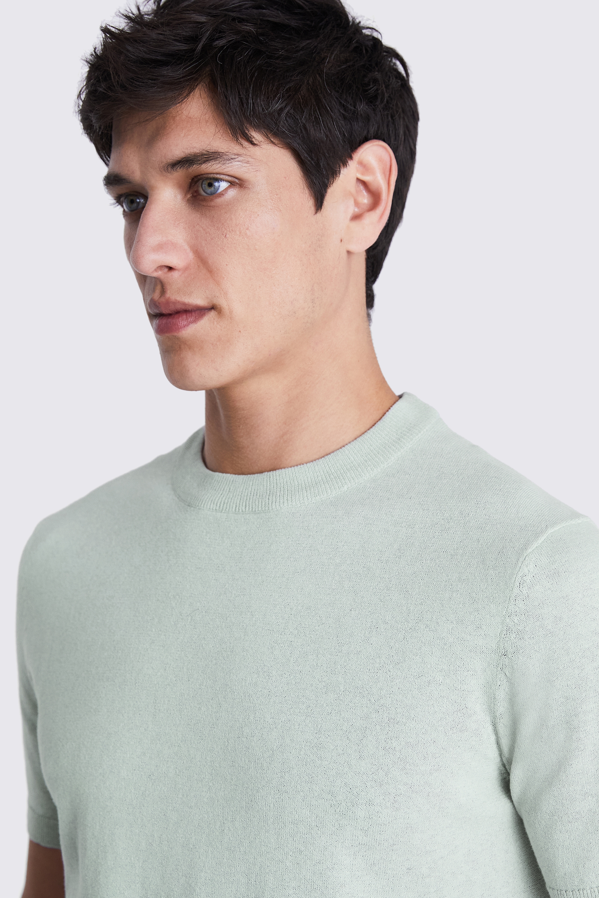 Linen Blend Light Sage T-shirt | Buy Online at Moss