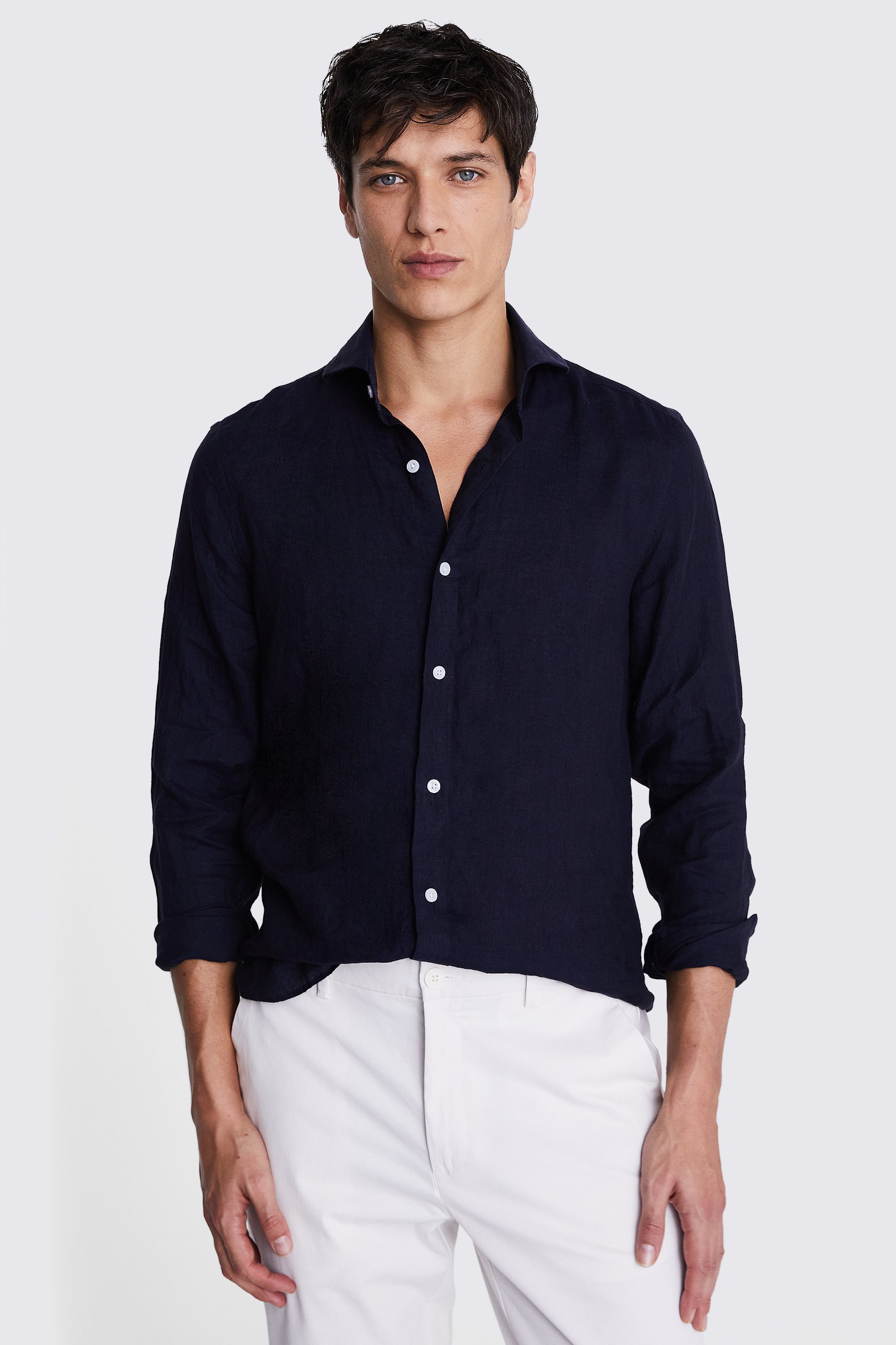 Navy Linen Shirt