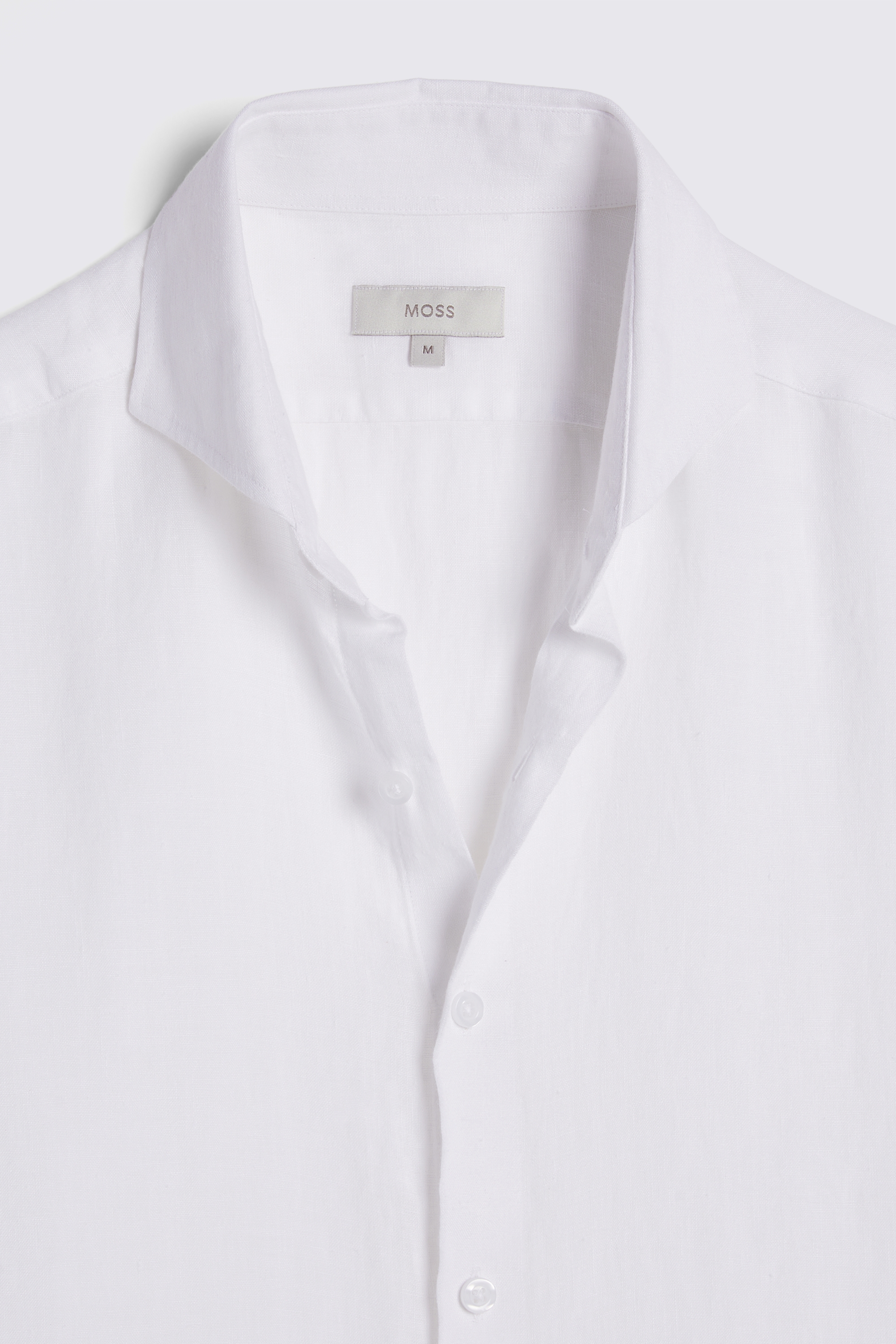 White Short Sleeve Linen Shirt