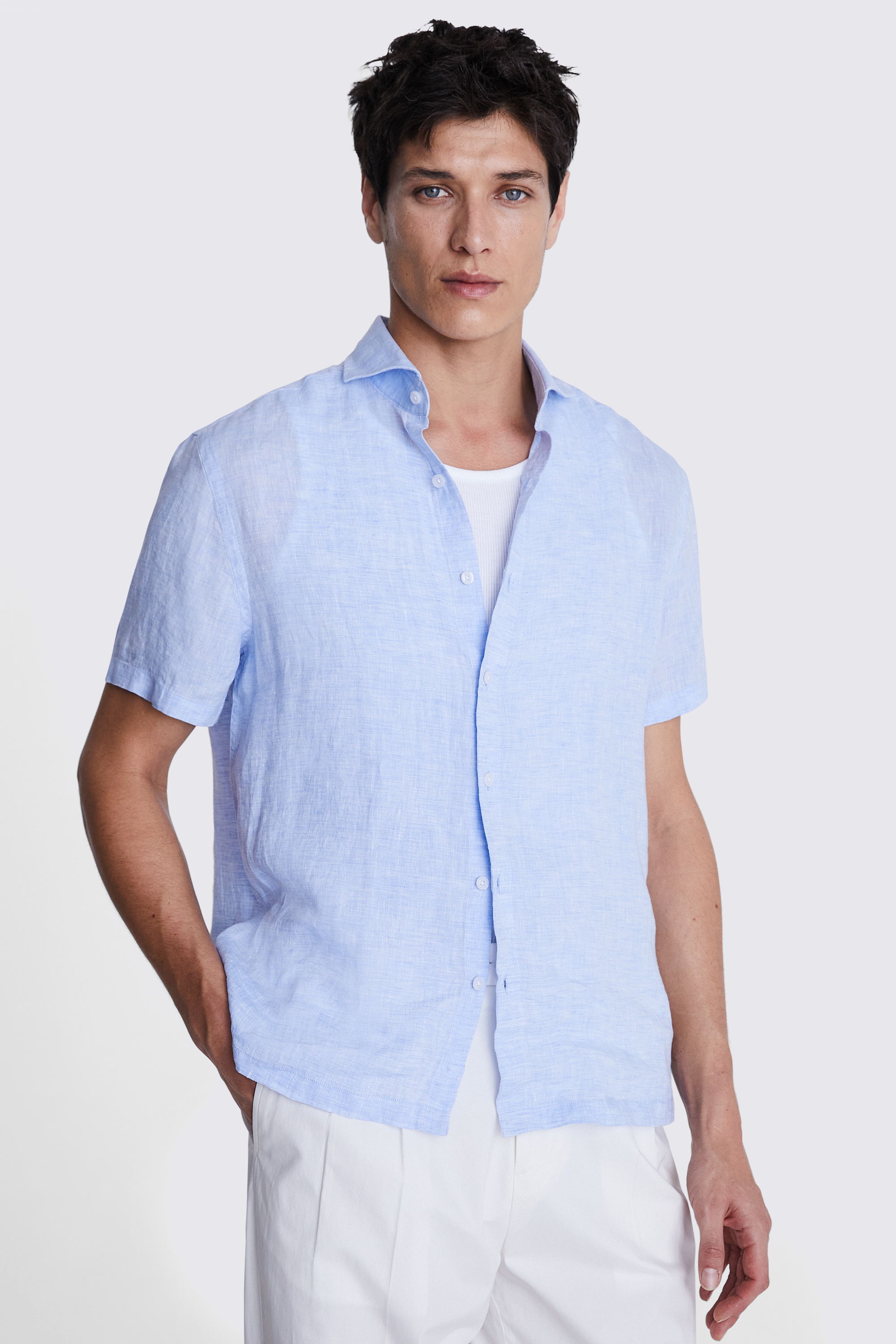 Sky Short Sleeve Linen Shirt