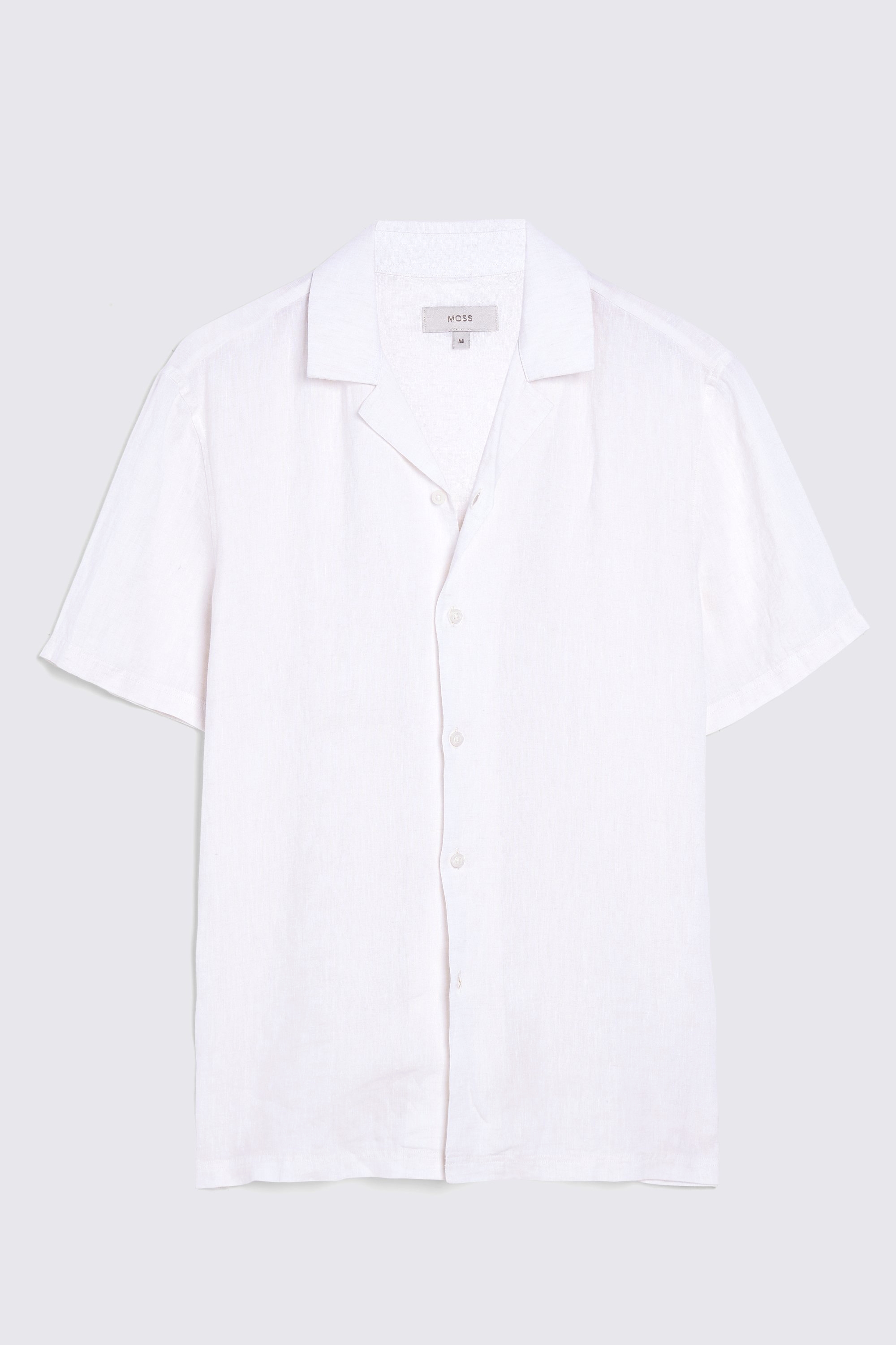 White Linen Cuban Collar Shirt