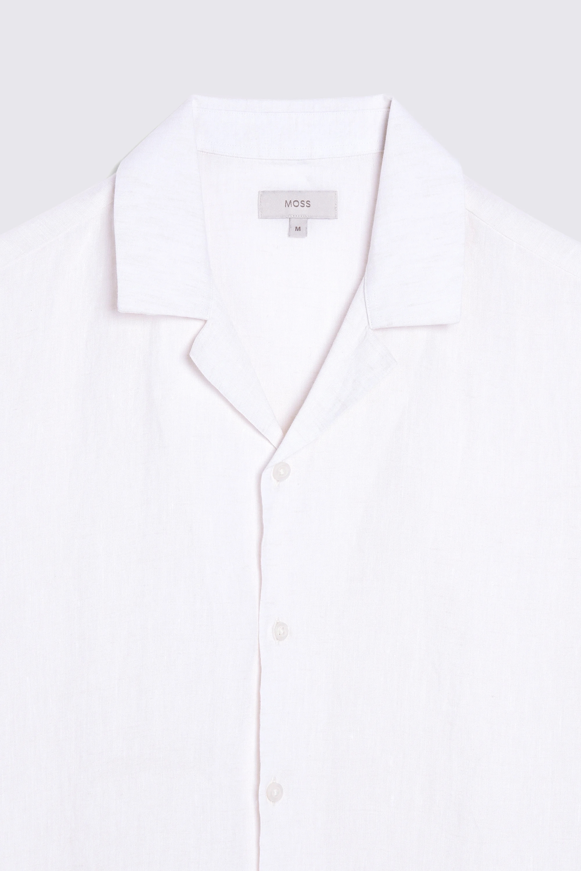 White Linen Cuban Collar Shirt