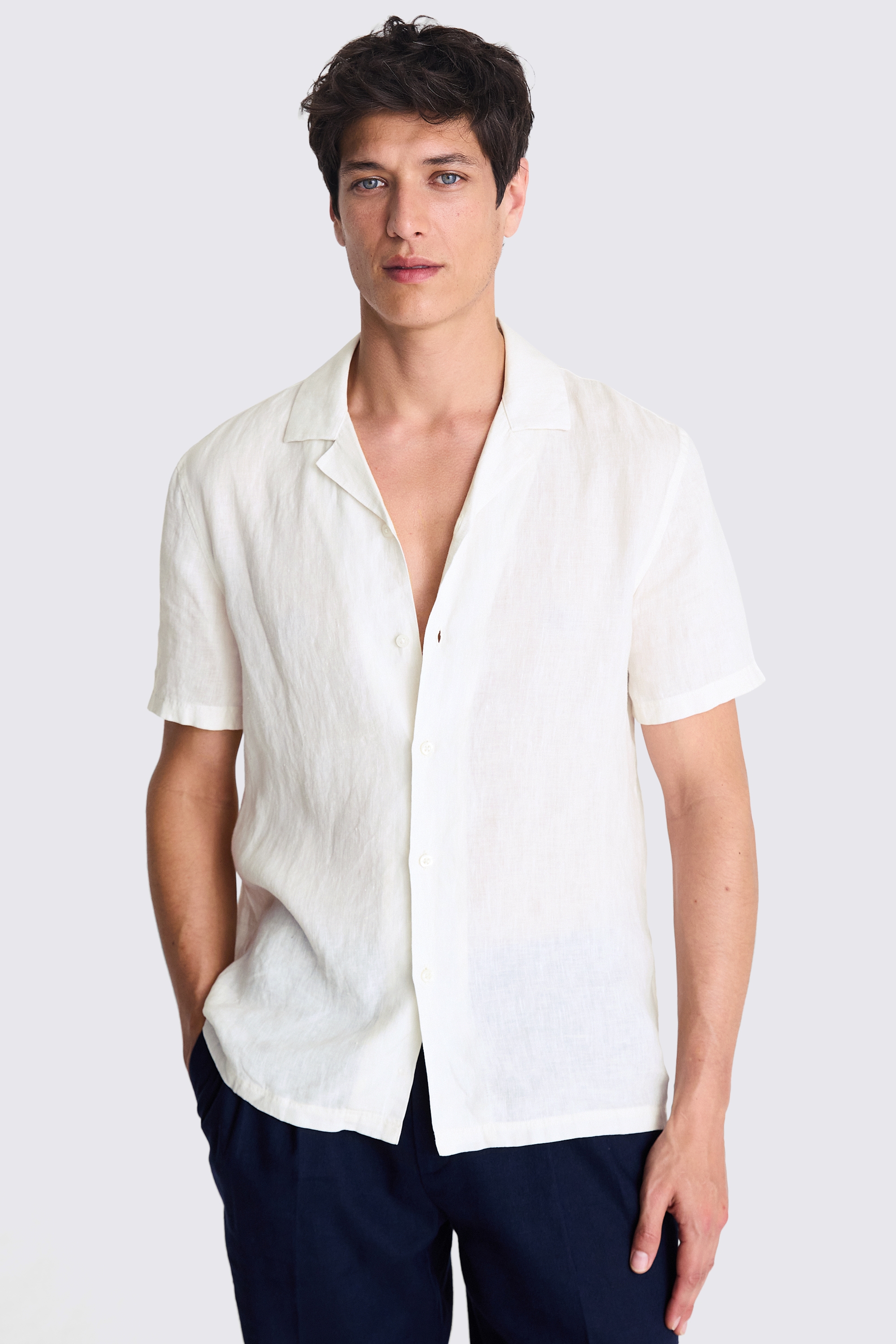 Off-White Linen Cuban Collar Shirt