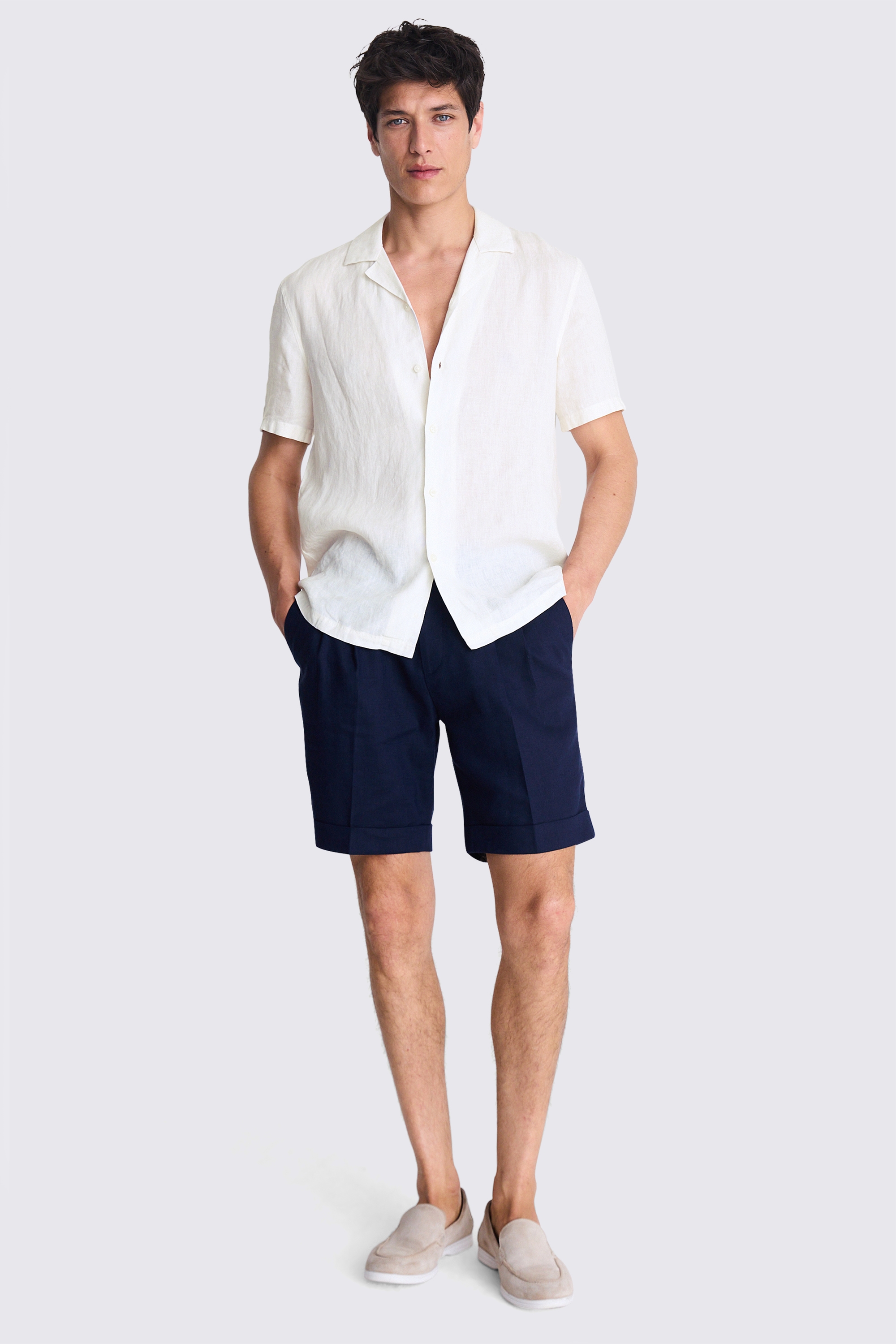 Off-White Linen Cuban Collar Shirt
