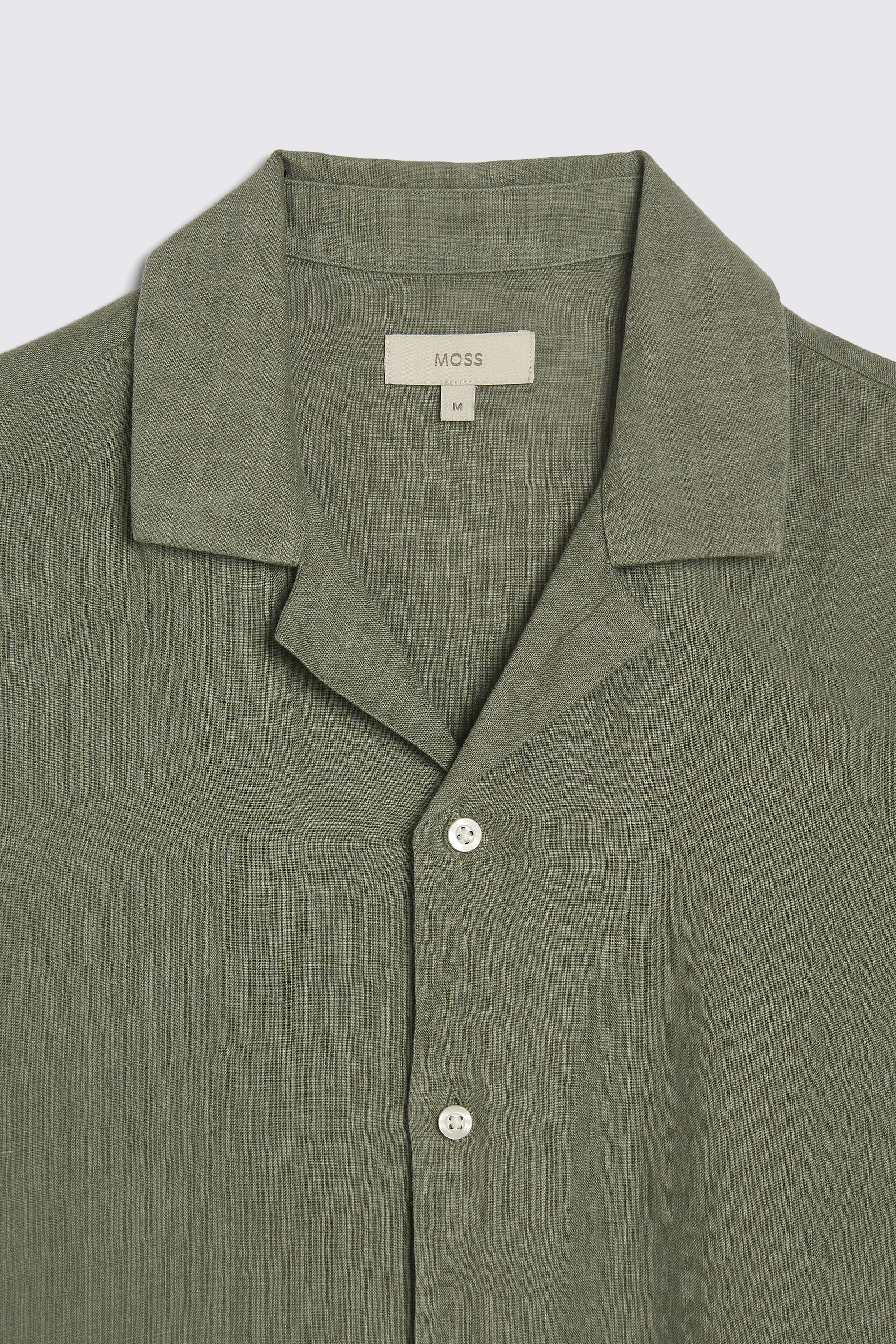 Tailored Fit Green Linen Cuban Collar Shirt