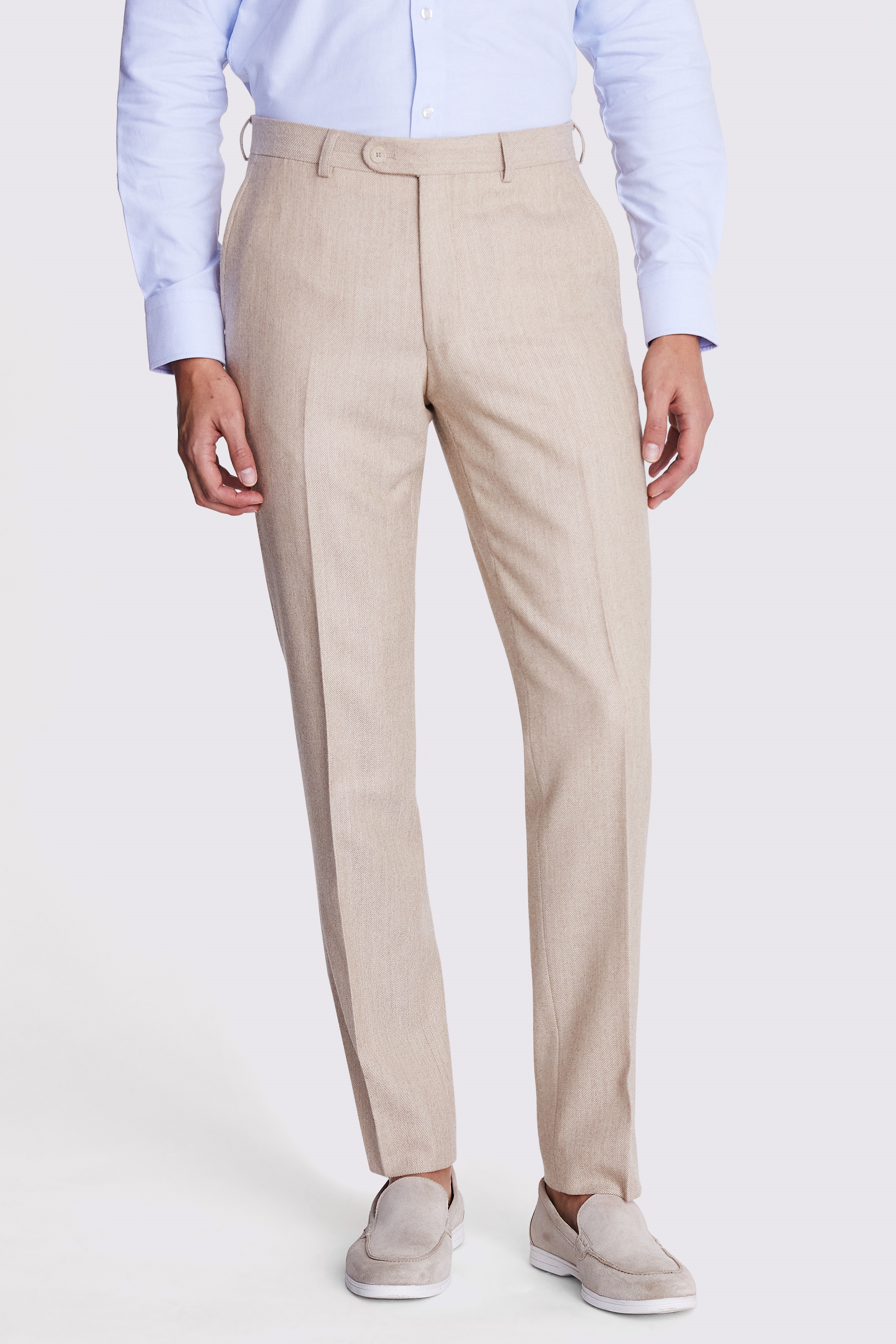 Tailored Fit Camel Twill Trousers | Buy Online at Moss