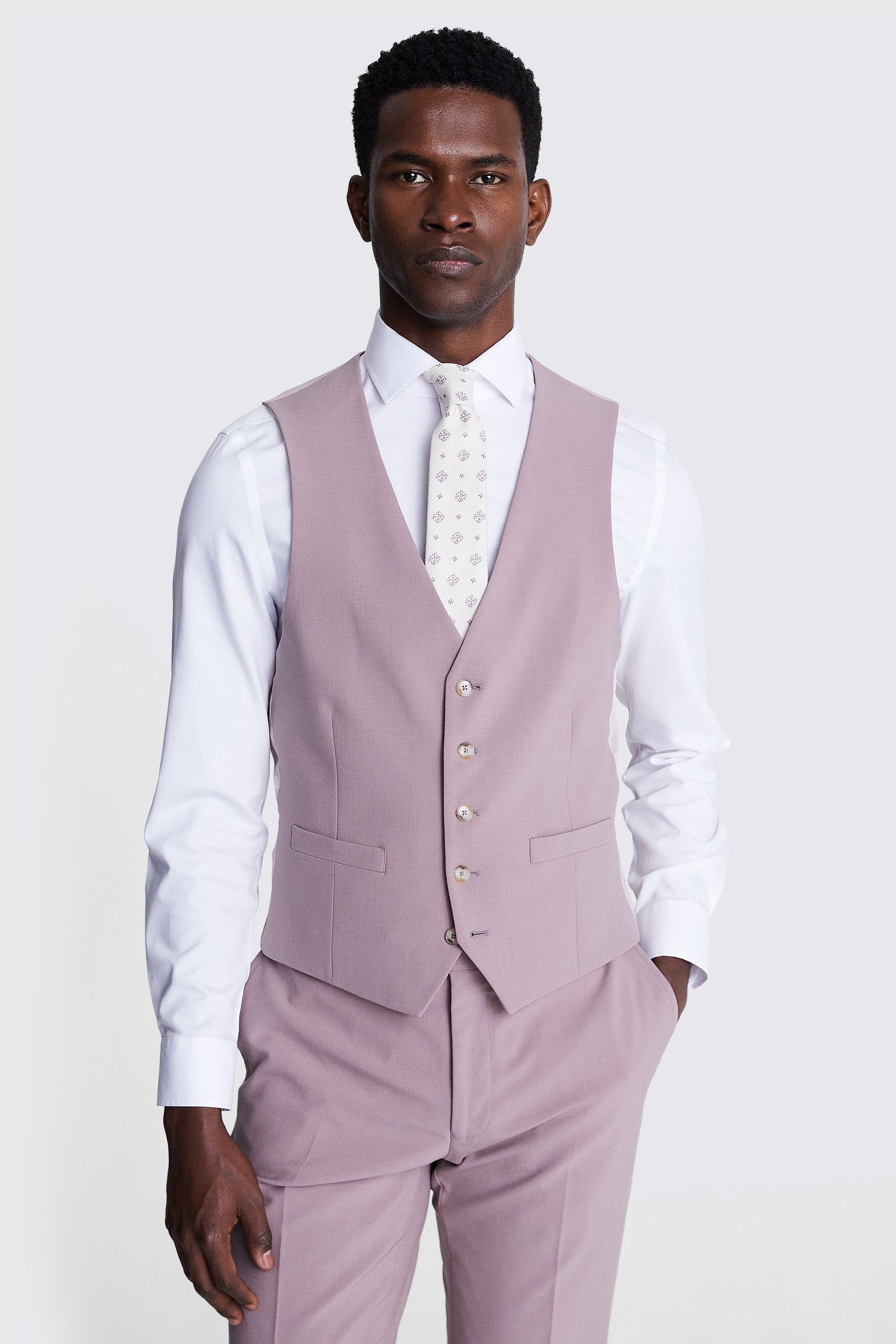 DKNY Slim Fit Dusty Pink Waistcoat