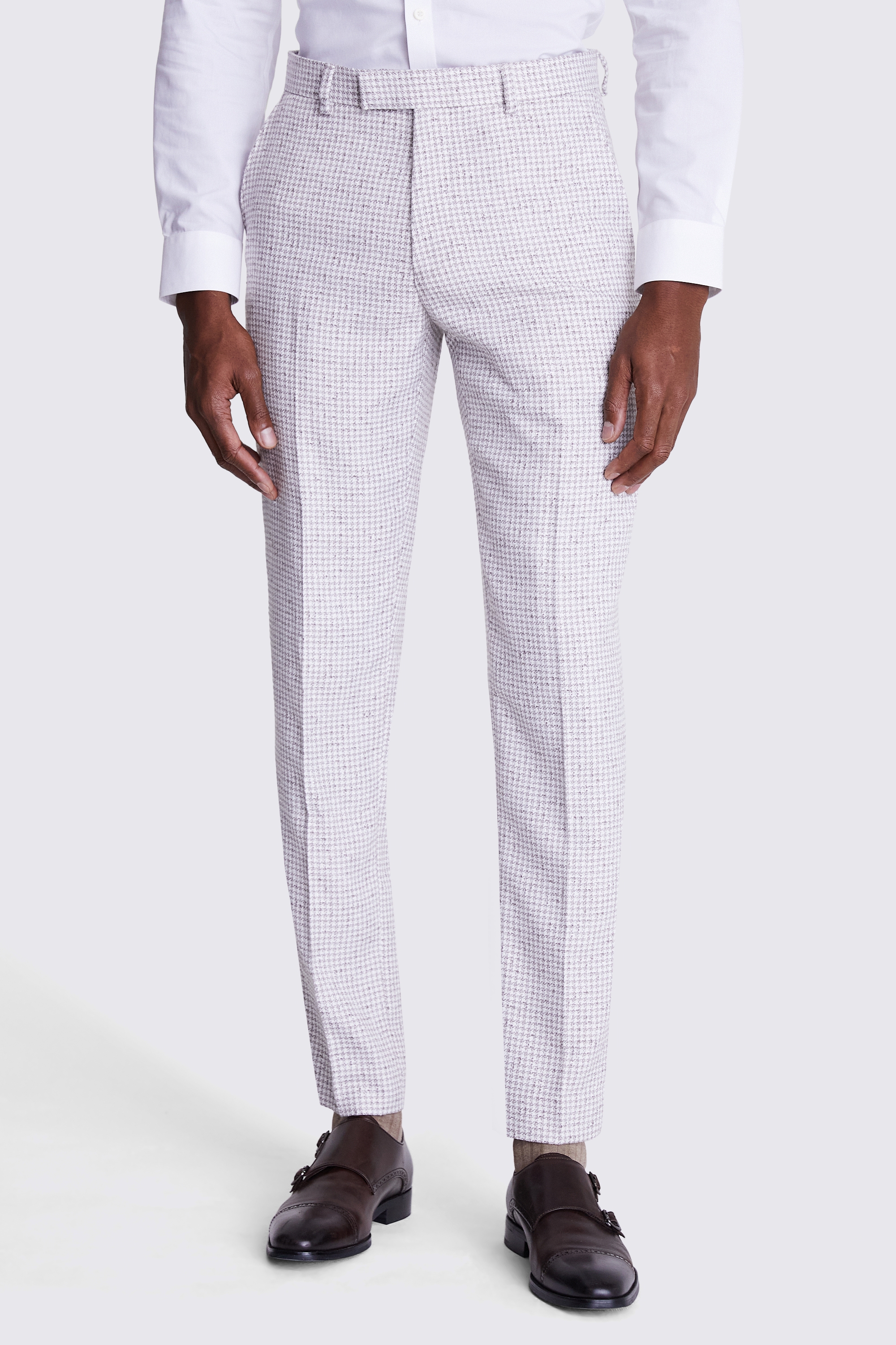 Tailored Fit Taupe White Houndstooth Jacket
