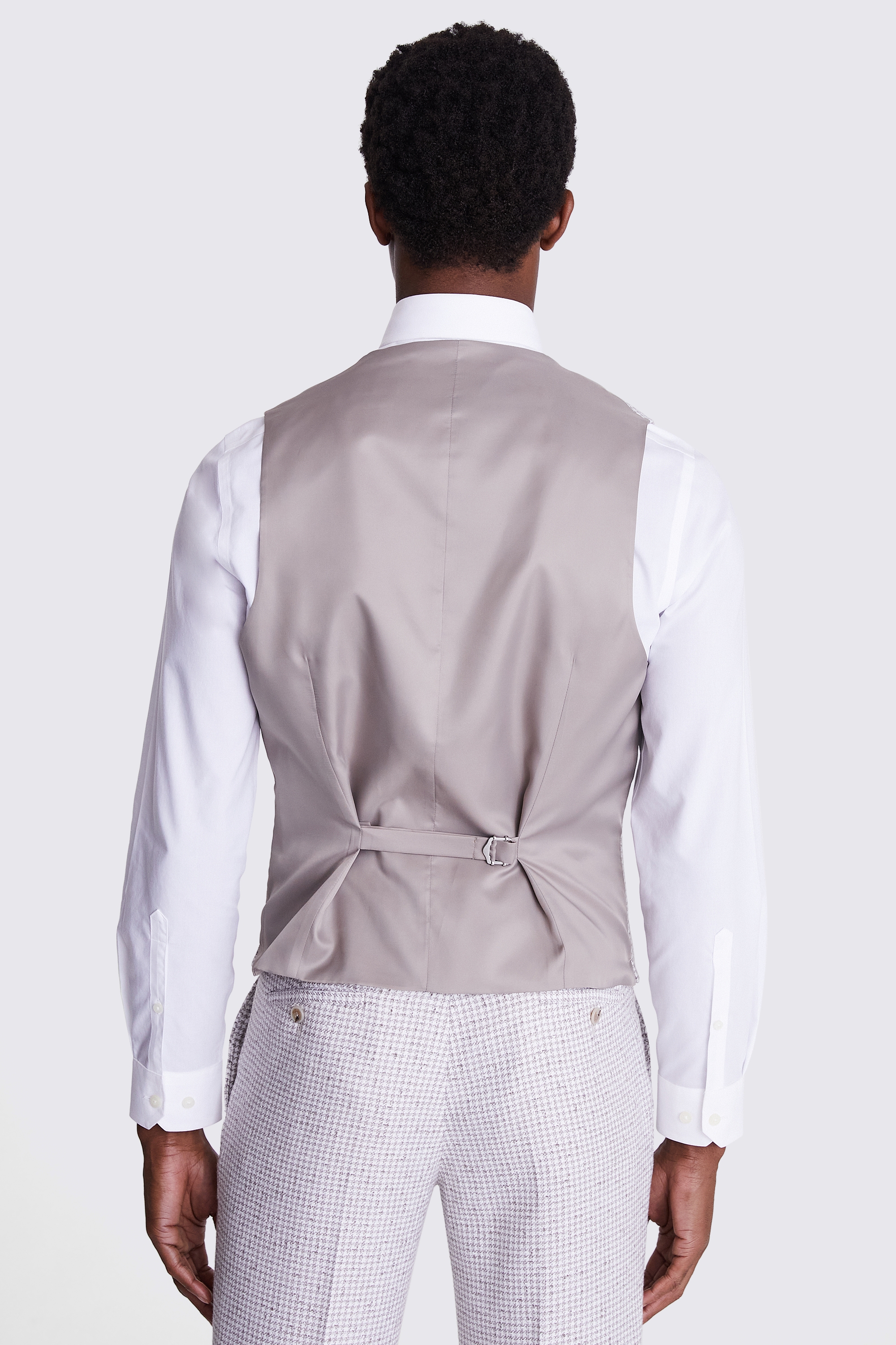 Tailored Fit Taupe White Houndstooth Waistcoat