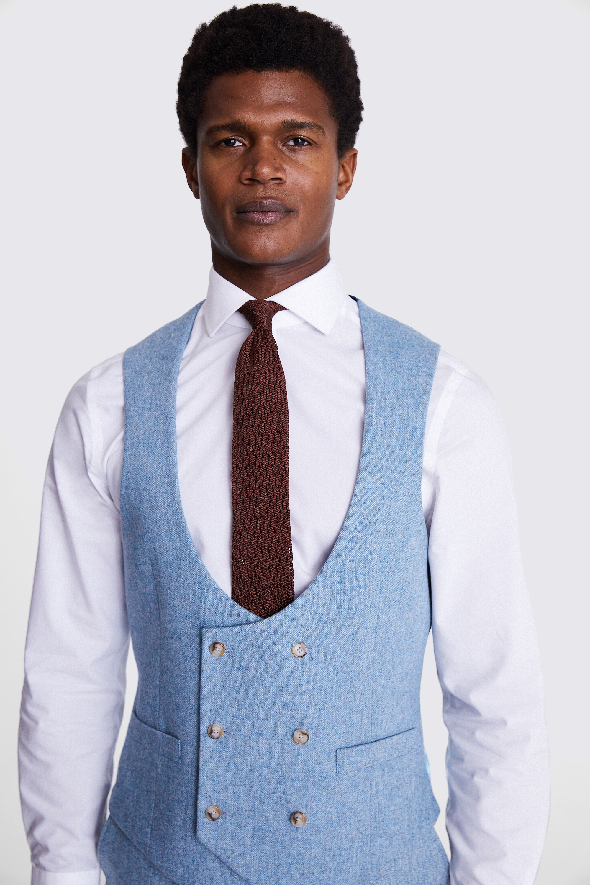 Tailored Fit Aqua Donegal Waistcoat