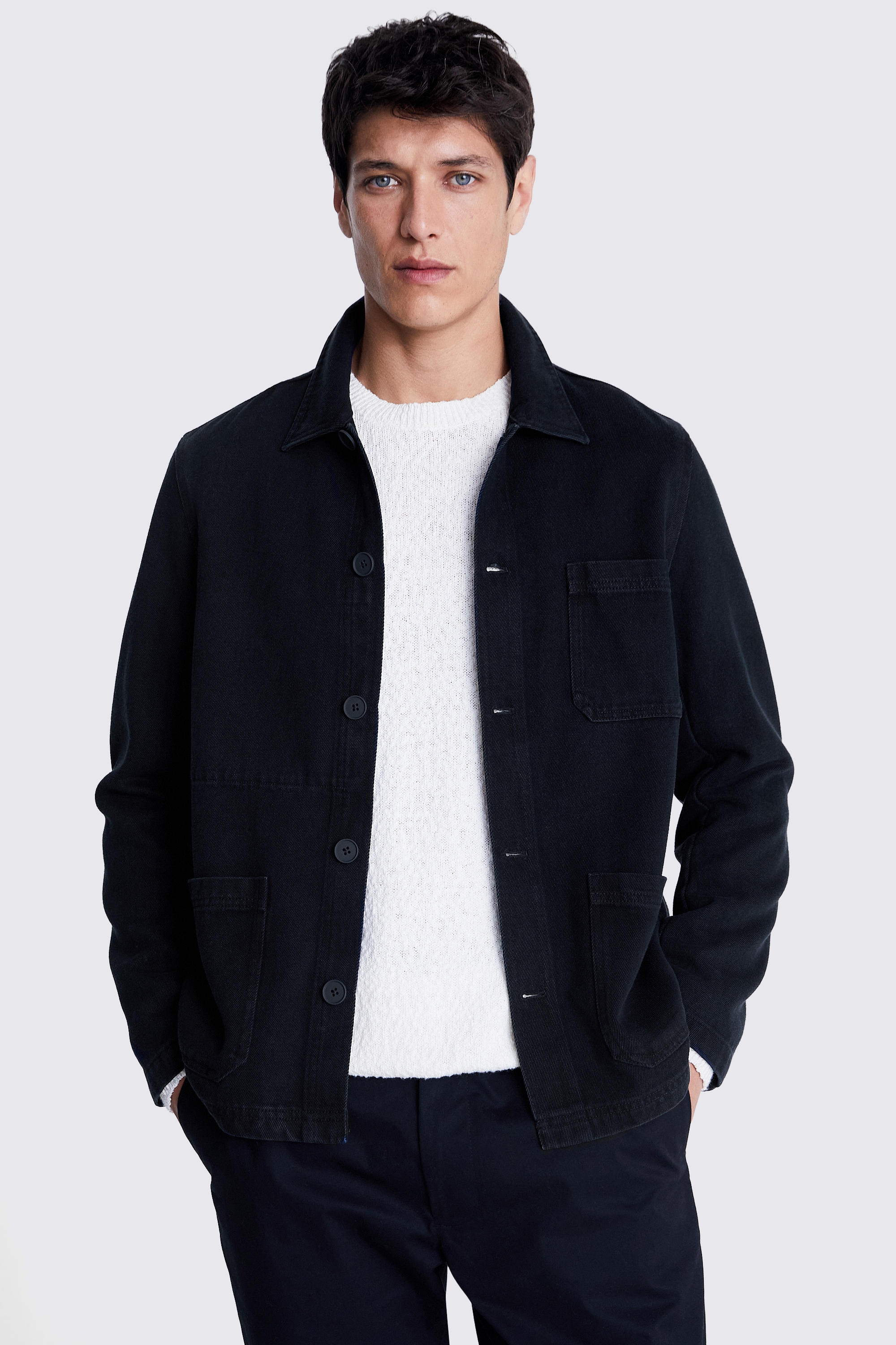 Navy Denim Three Pocket Shacket | Buy Online at Moss