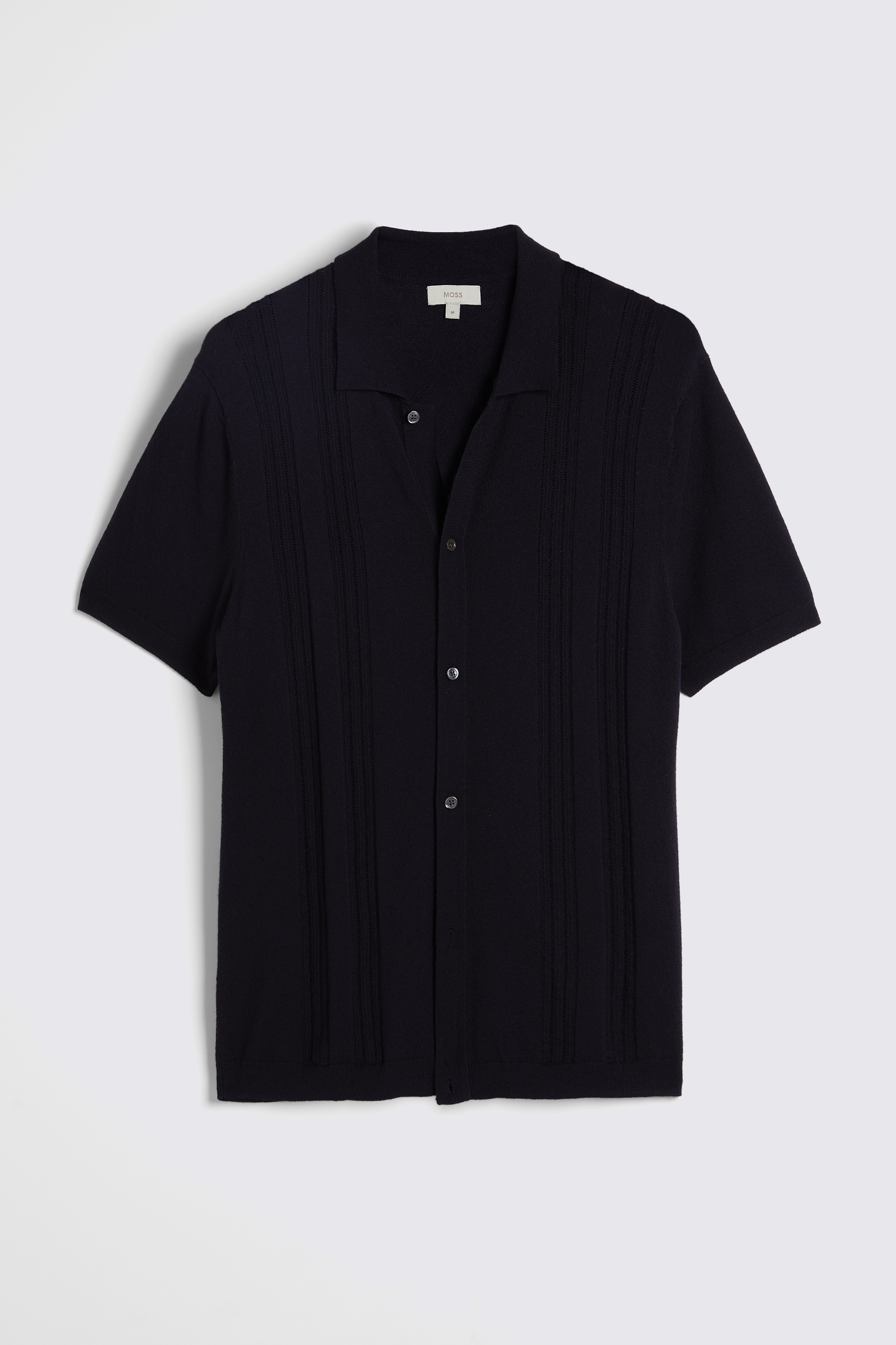 Navy Bouclé Knitted Shirt