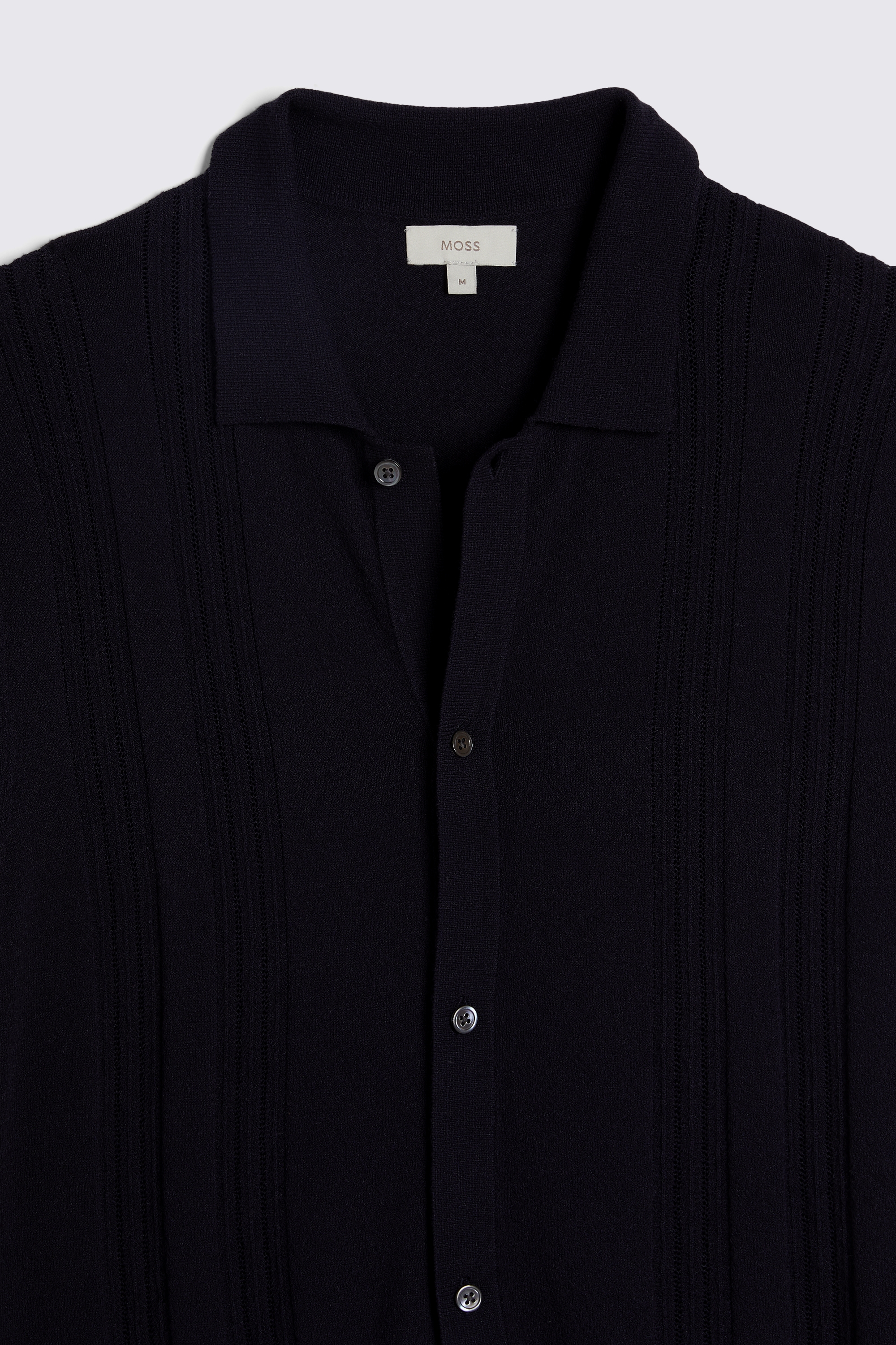 Navy Bouclé Knitted Shirt