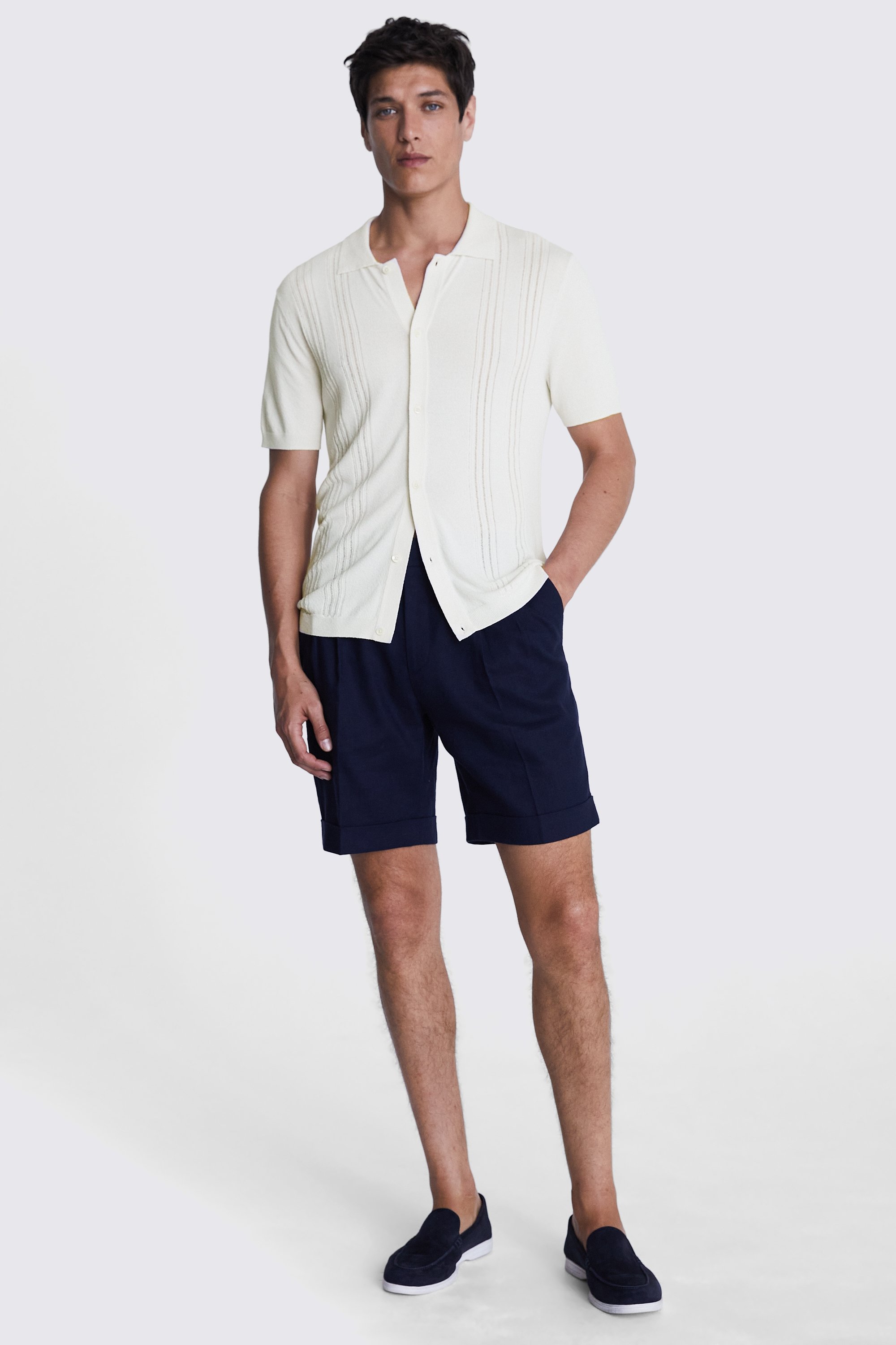 Ecru Bouclé Knitted Shirt