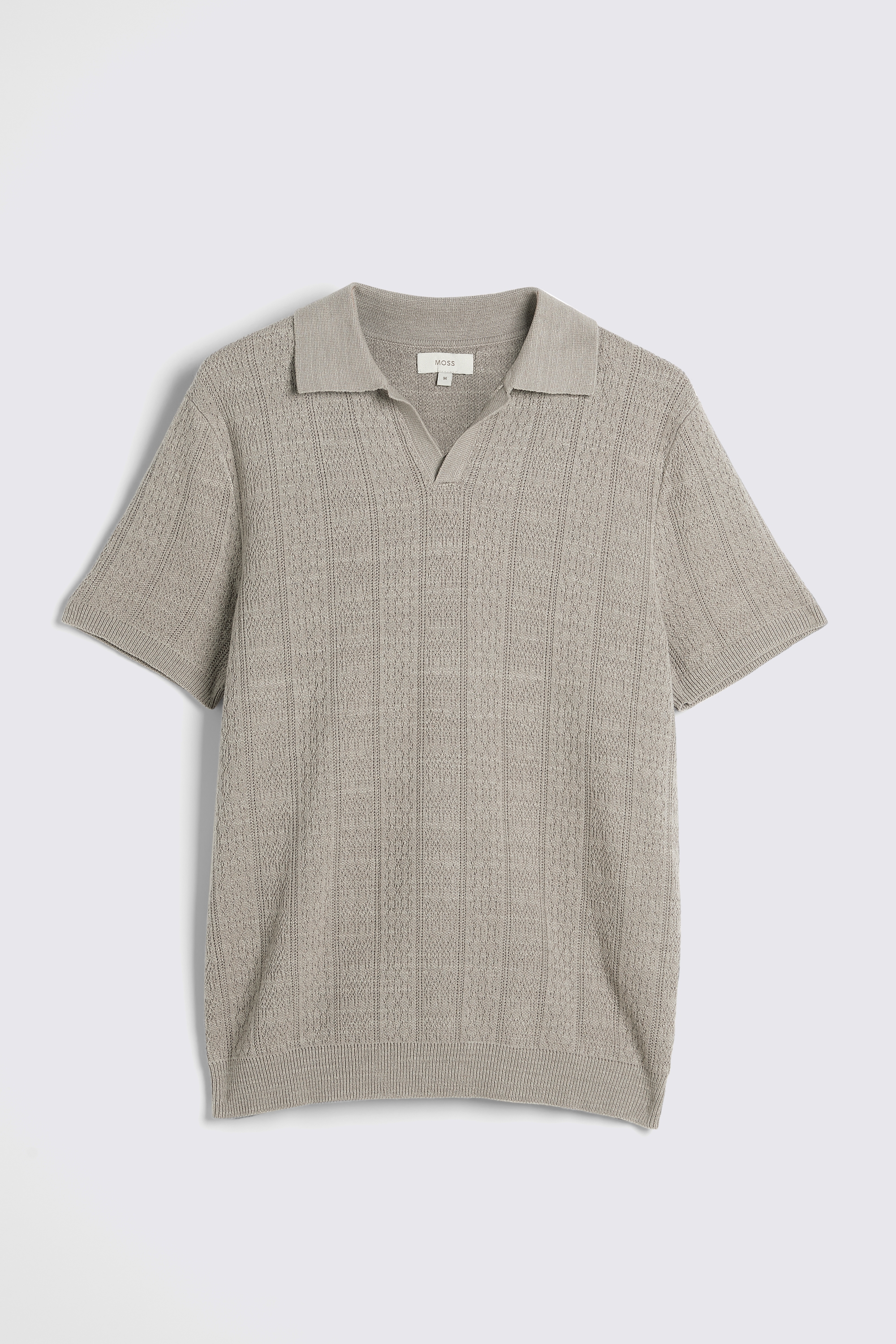 Ecru Linen Blend Pointelle Skipper Polo | Buy Online at Moss