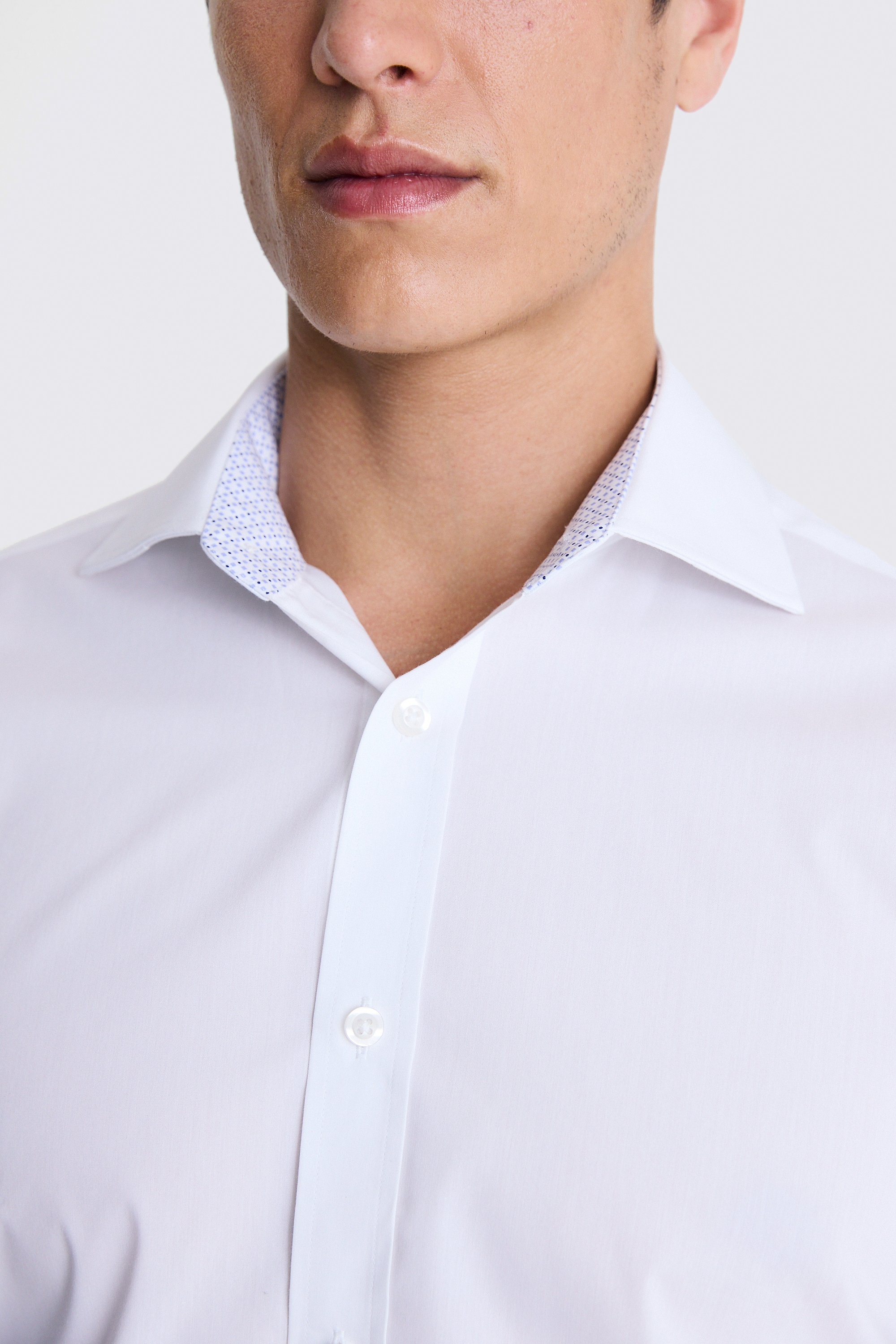 Regular Fit White Stretch Contrast Shirt