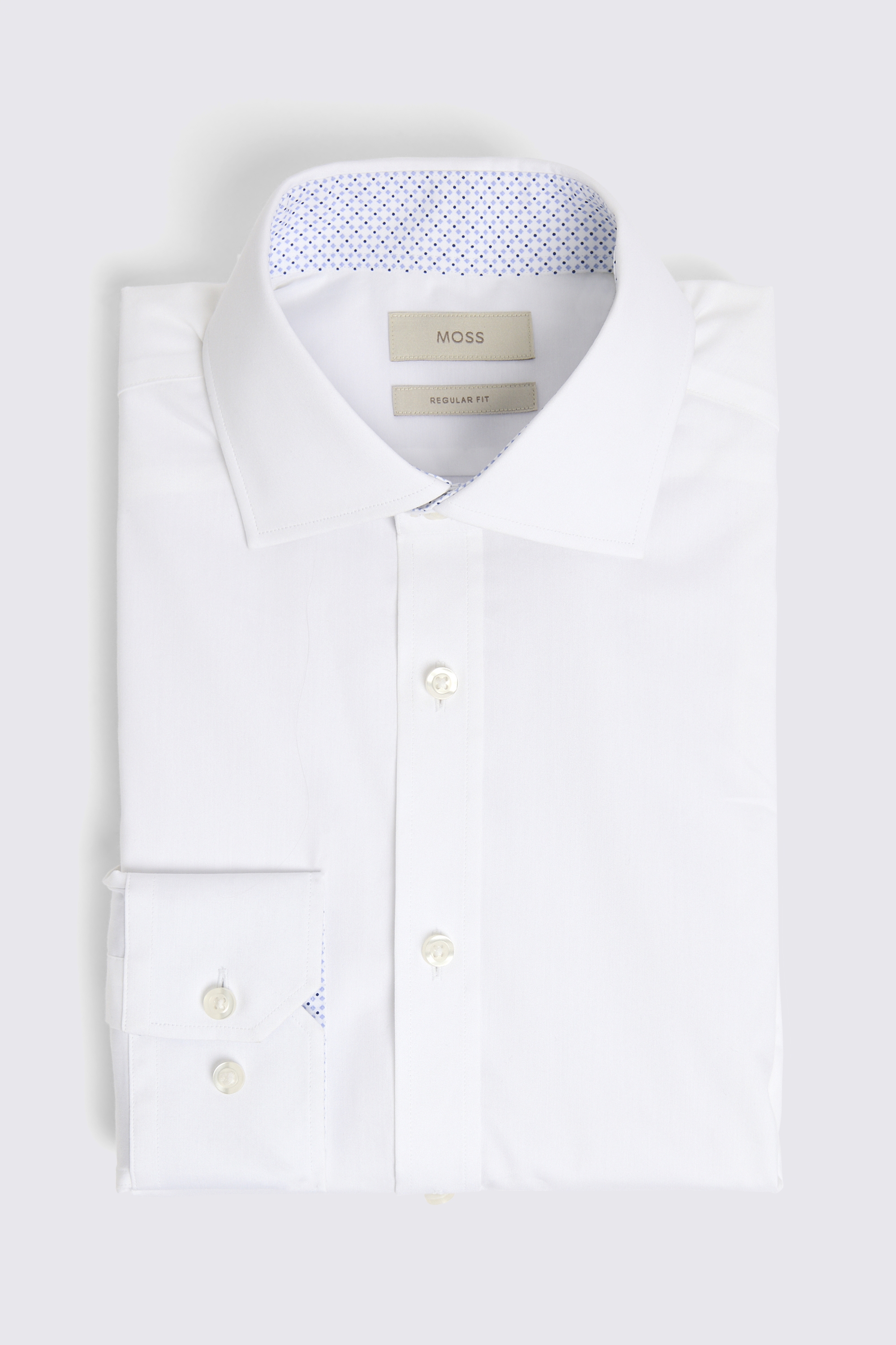 Regular Fit White Stretch Contrast Shirt