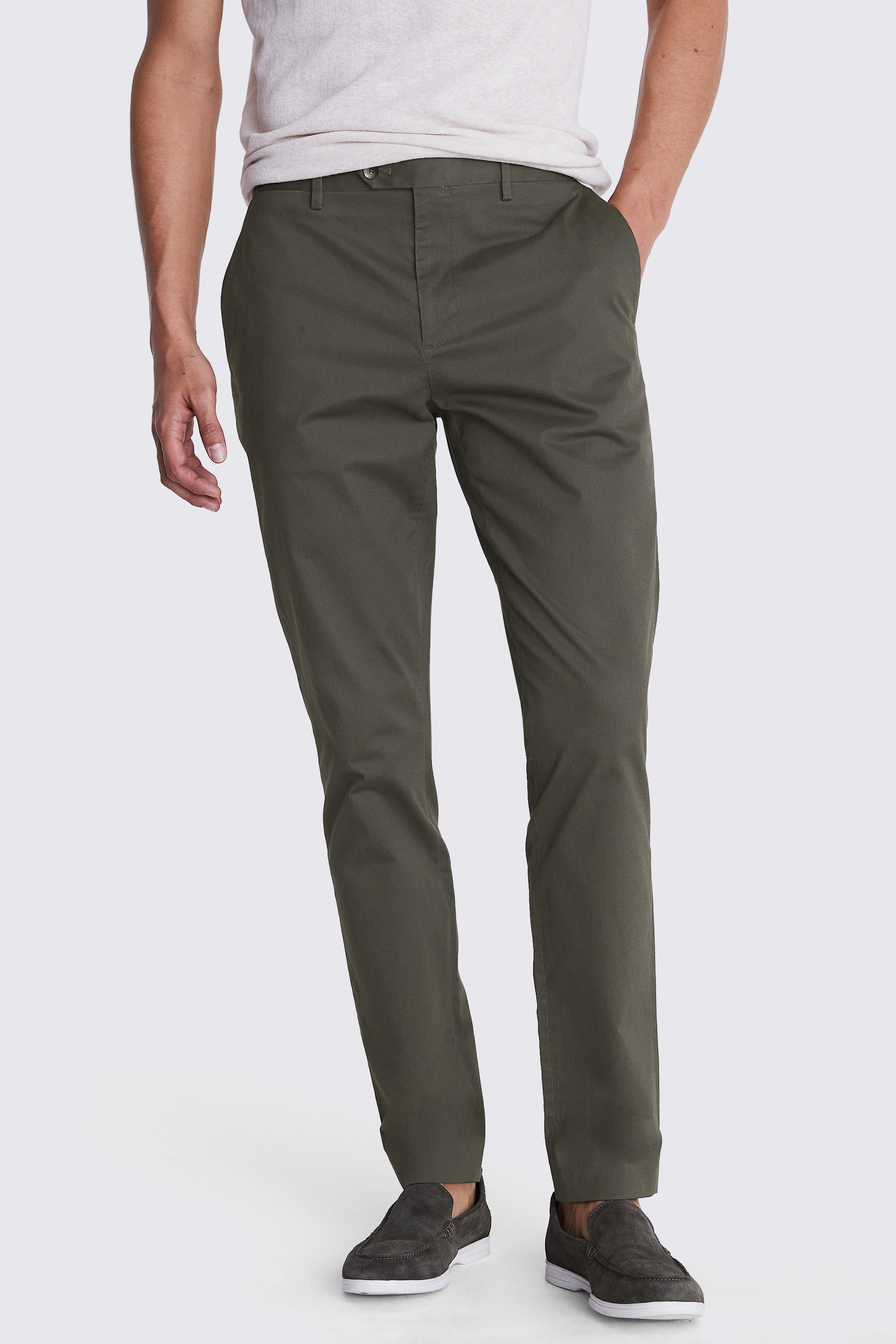 Slim Fit Khaki Stretch Chinos | Buy Online at Moss