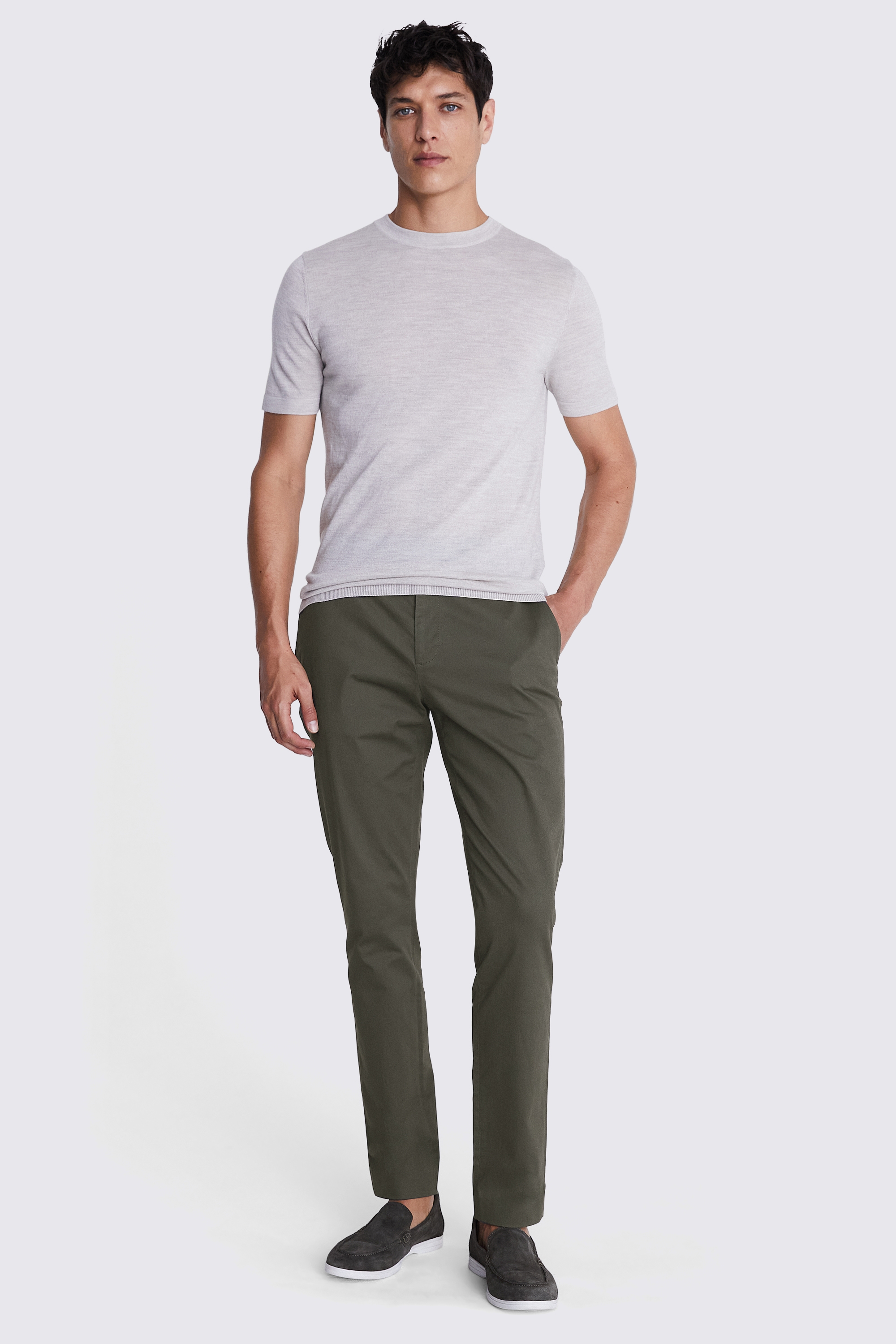 Slim Fit Khaki Stretch Chinos | Buy Online at Moss