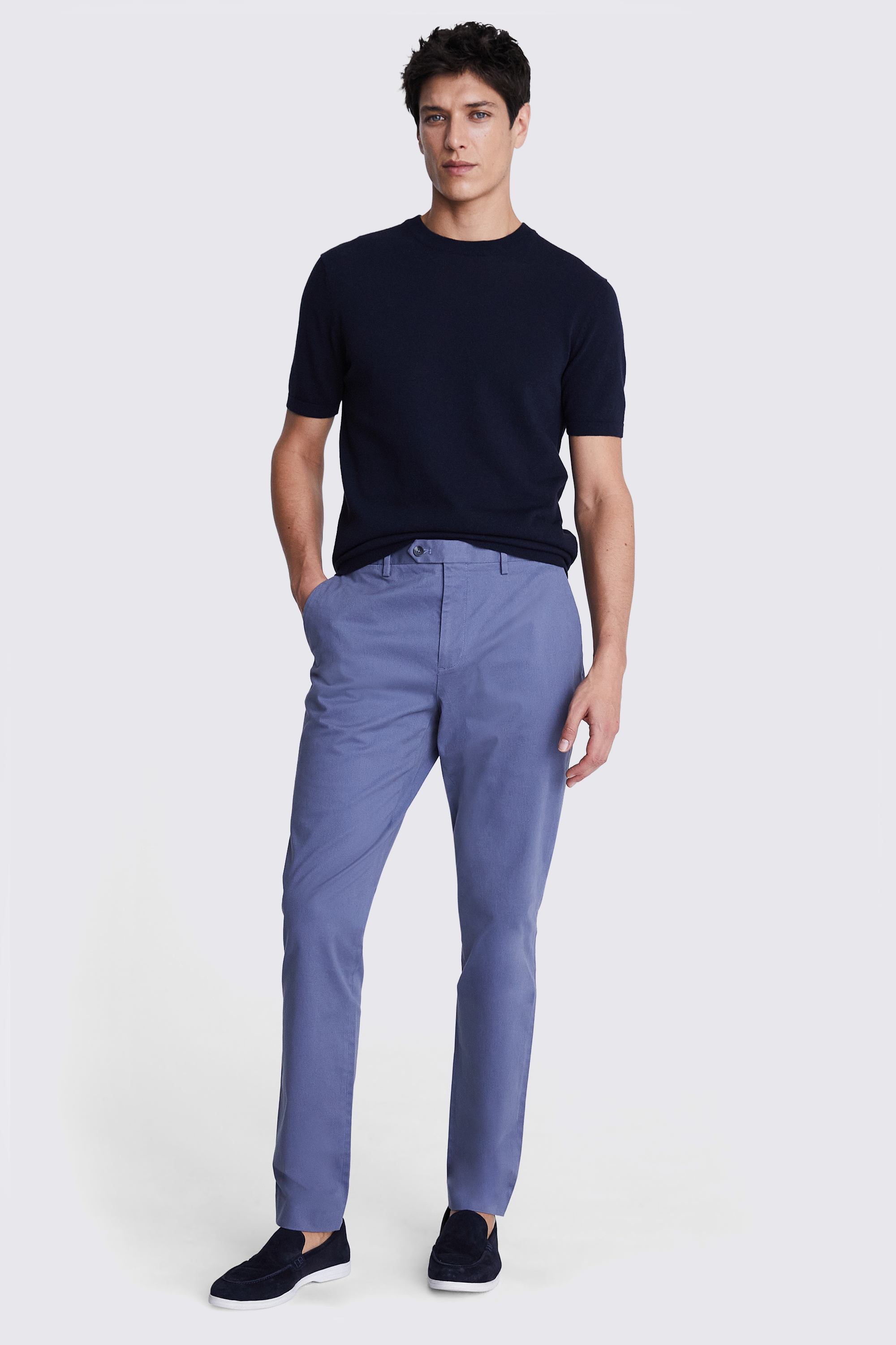 Slim Fit Blue Stretch Chinos