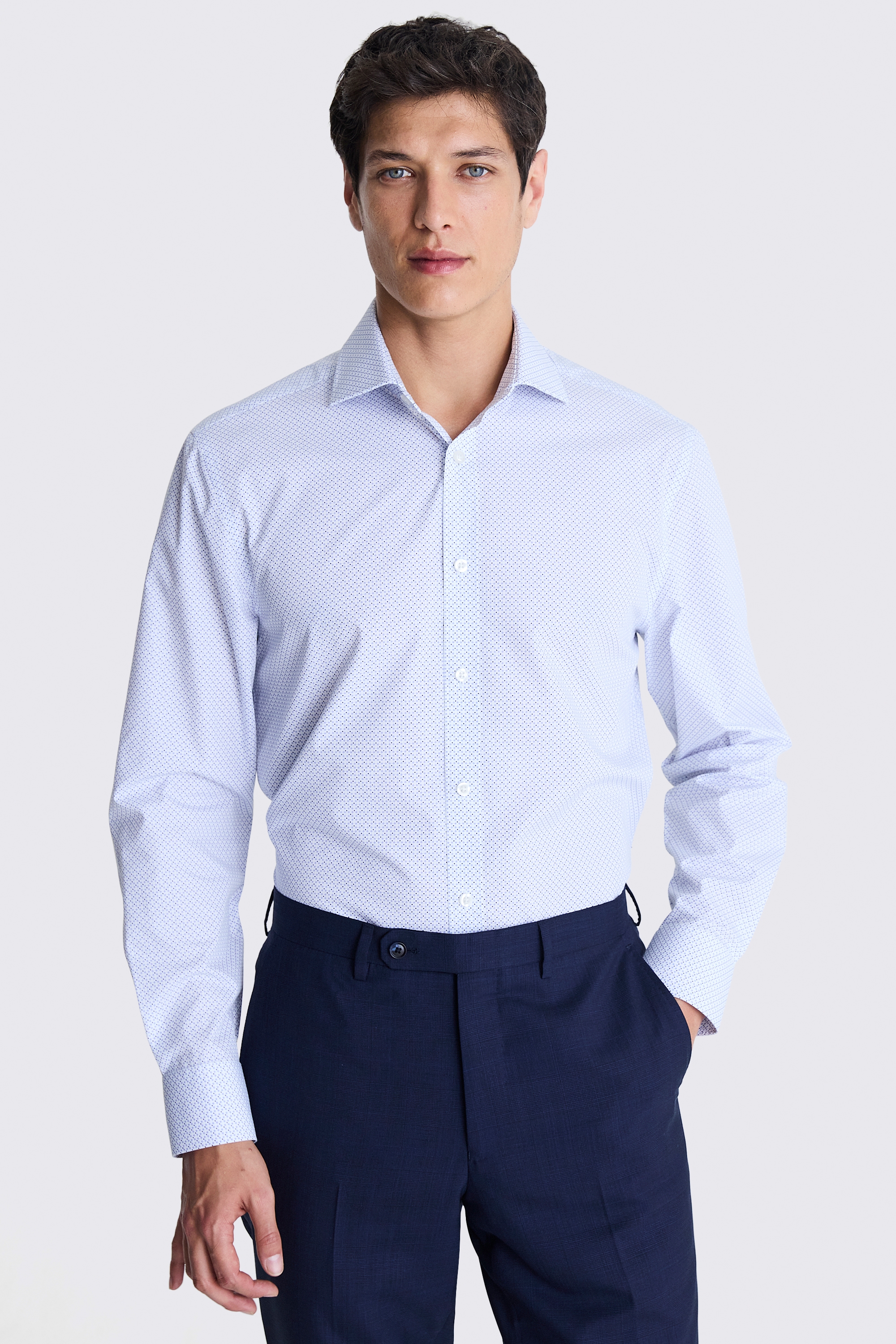 Regular Fit Printed Blue Shirt