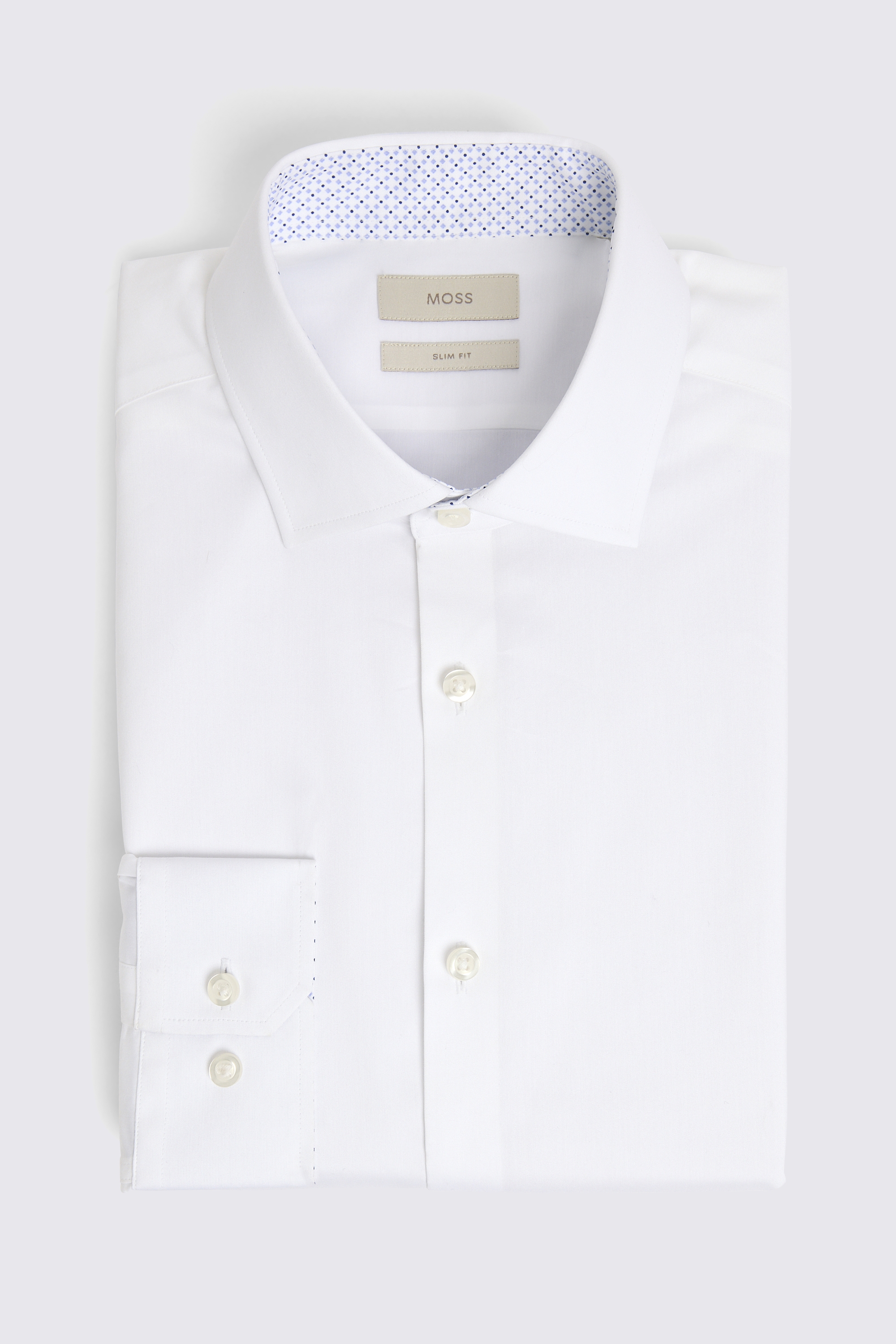 Slim Fit White Stretch Contrast Shirt