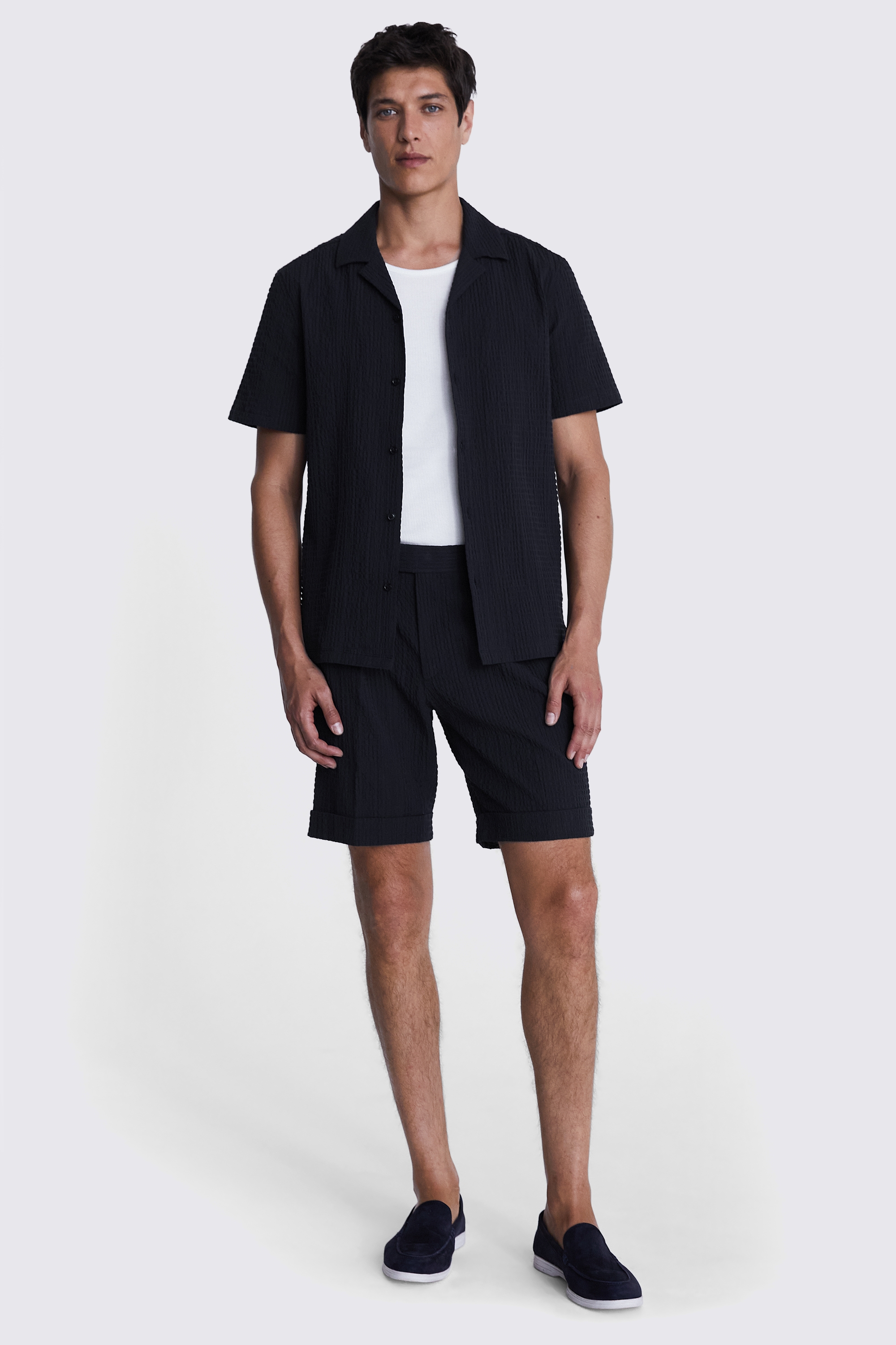 Navy Striped Seersucker Shirt