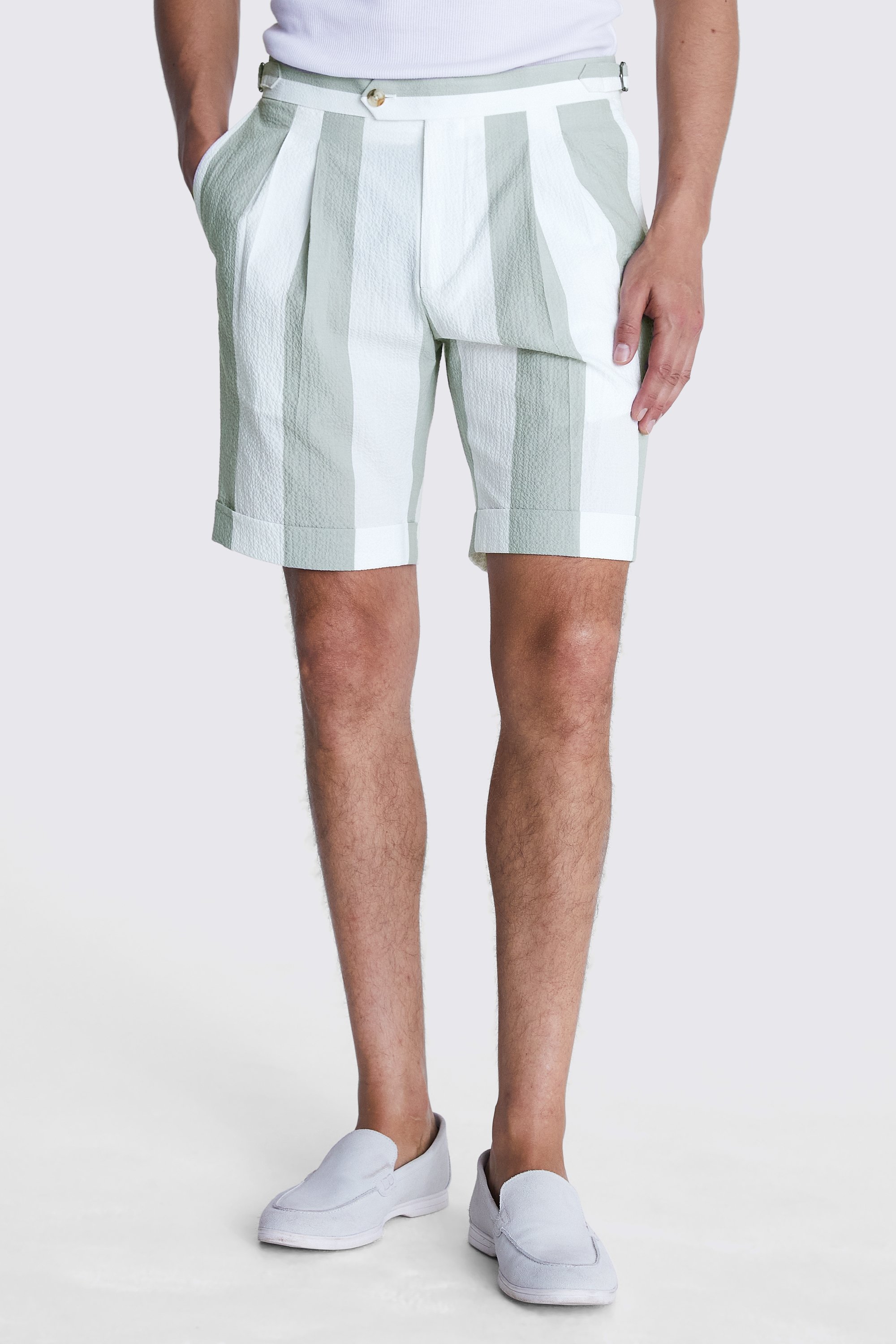 Sage Striped Seersucker Shorts | Buy Online at Moss