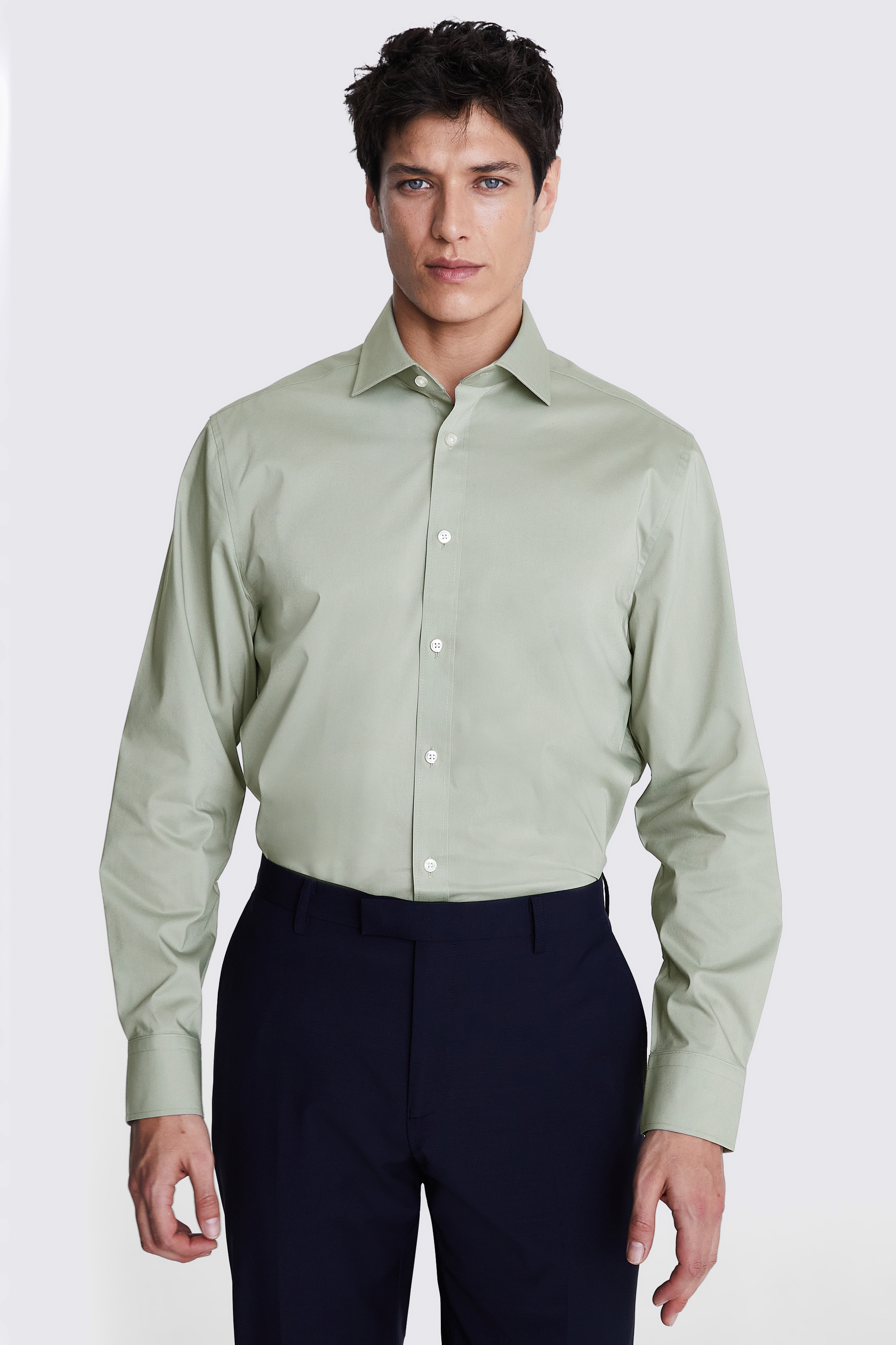 Regular Fit Sage Green Stretch Shirt