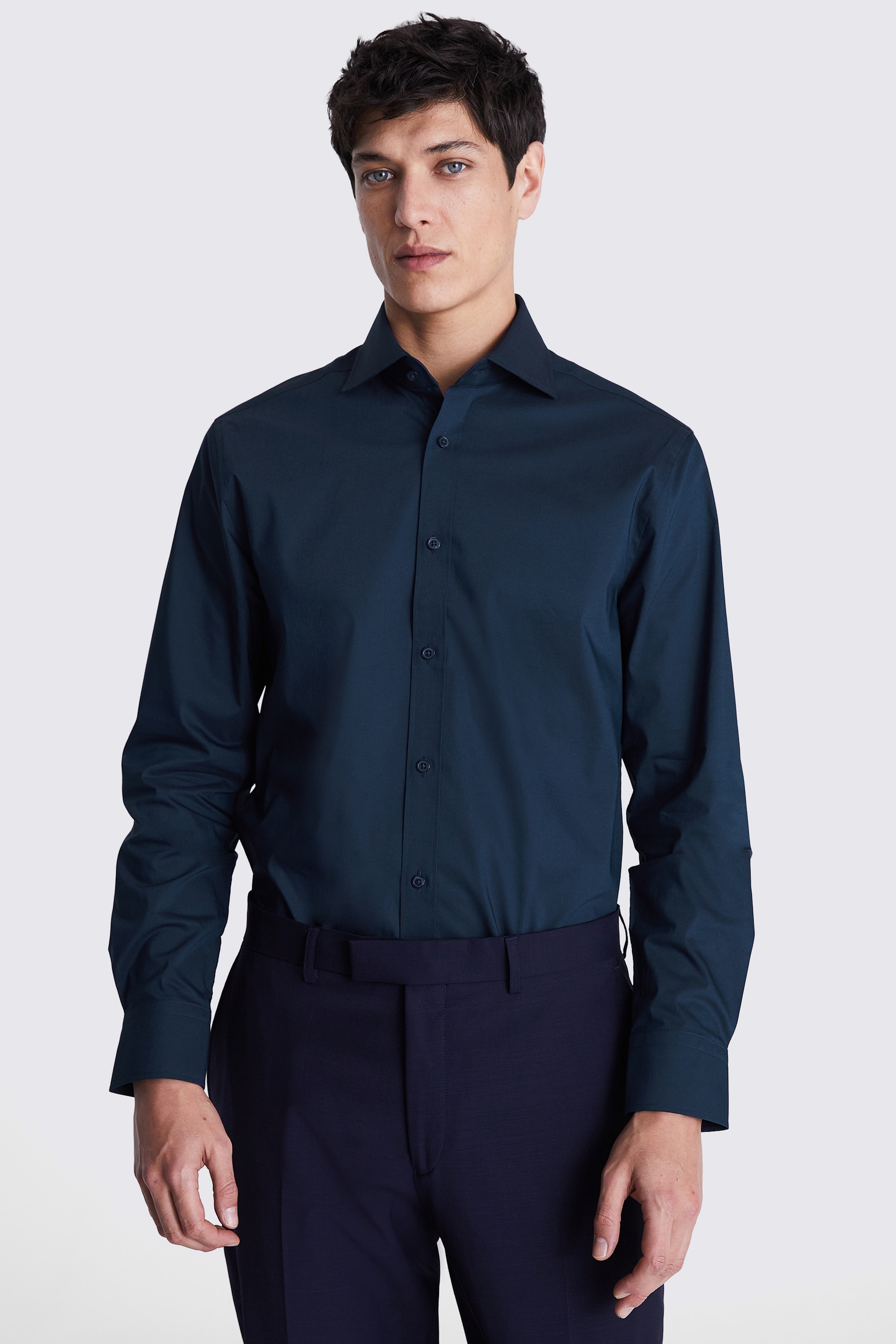 Tailored Fit Dark Blue Stretch Shirt | Buy Online at Moss