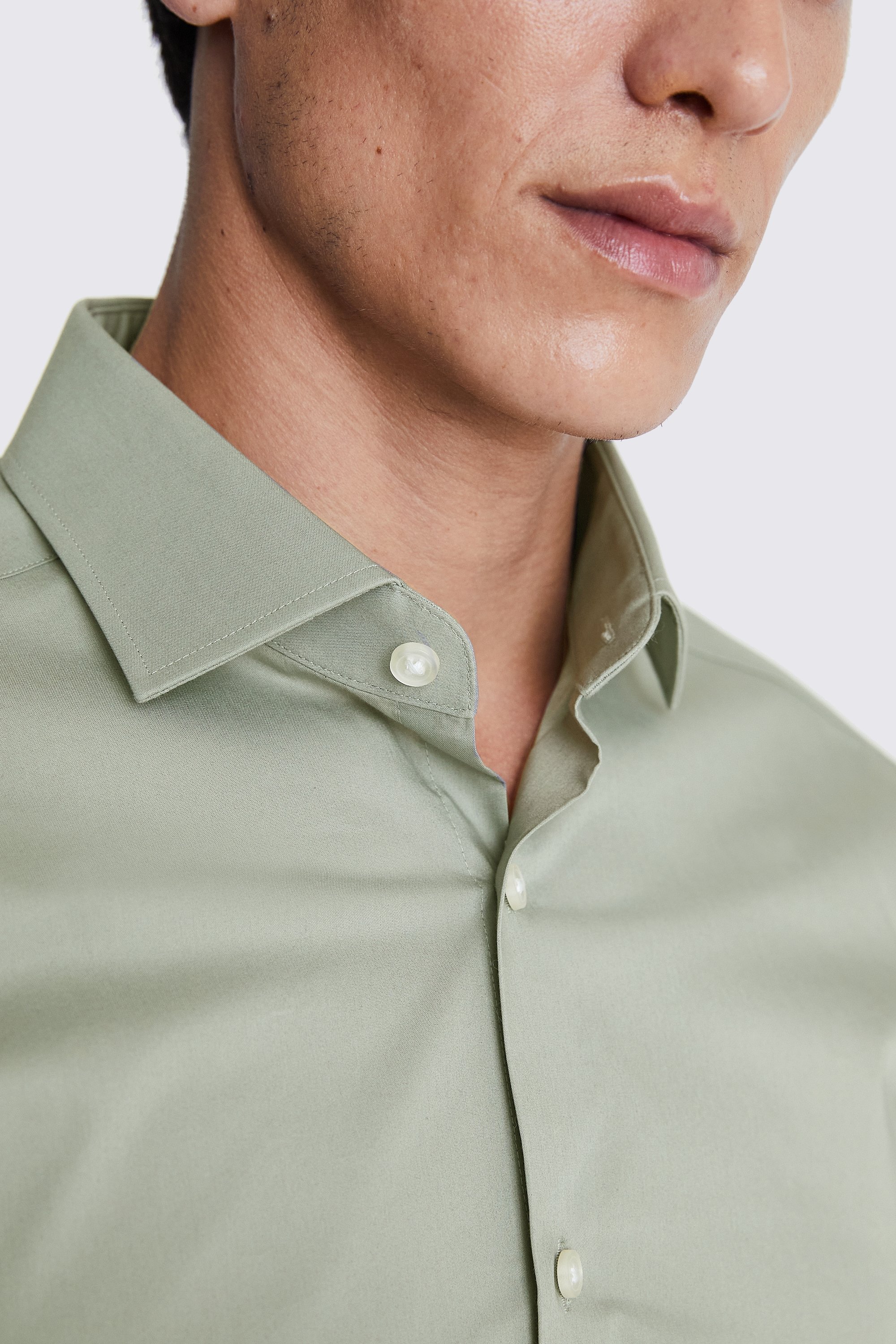 Slim Fit Sage Green Stretch Shirt