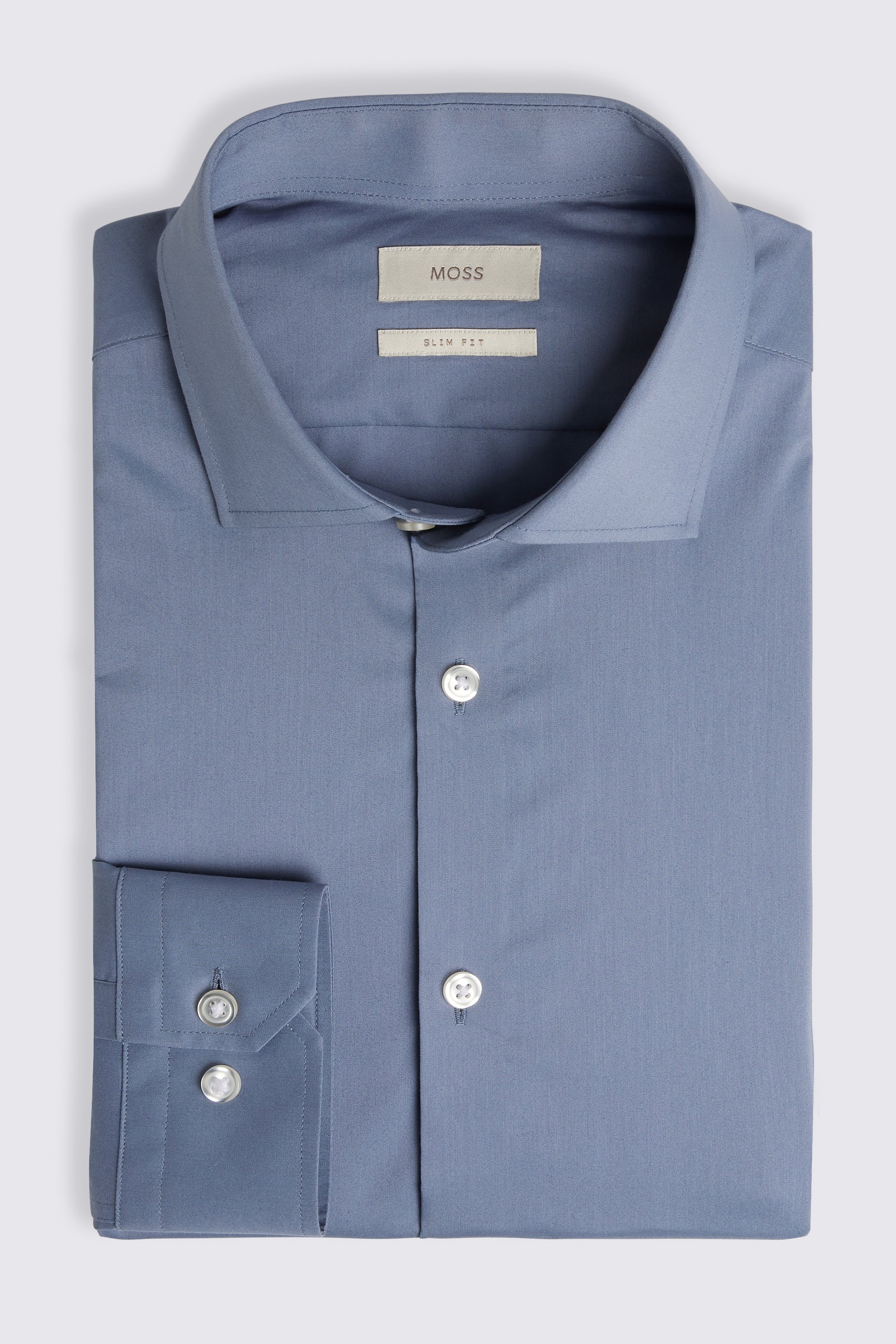 Slim Fit Mid Blue Stretch Shirt