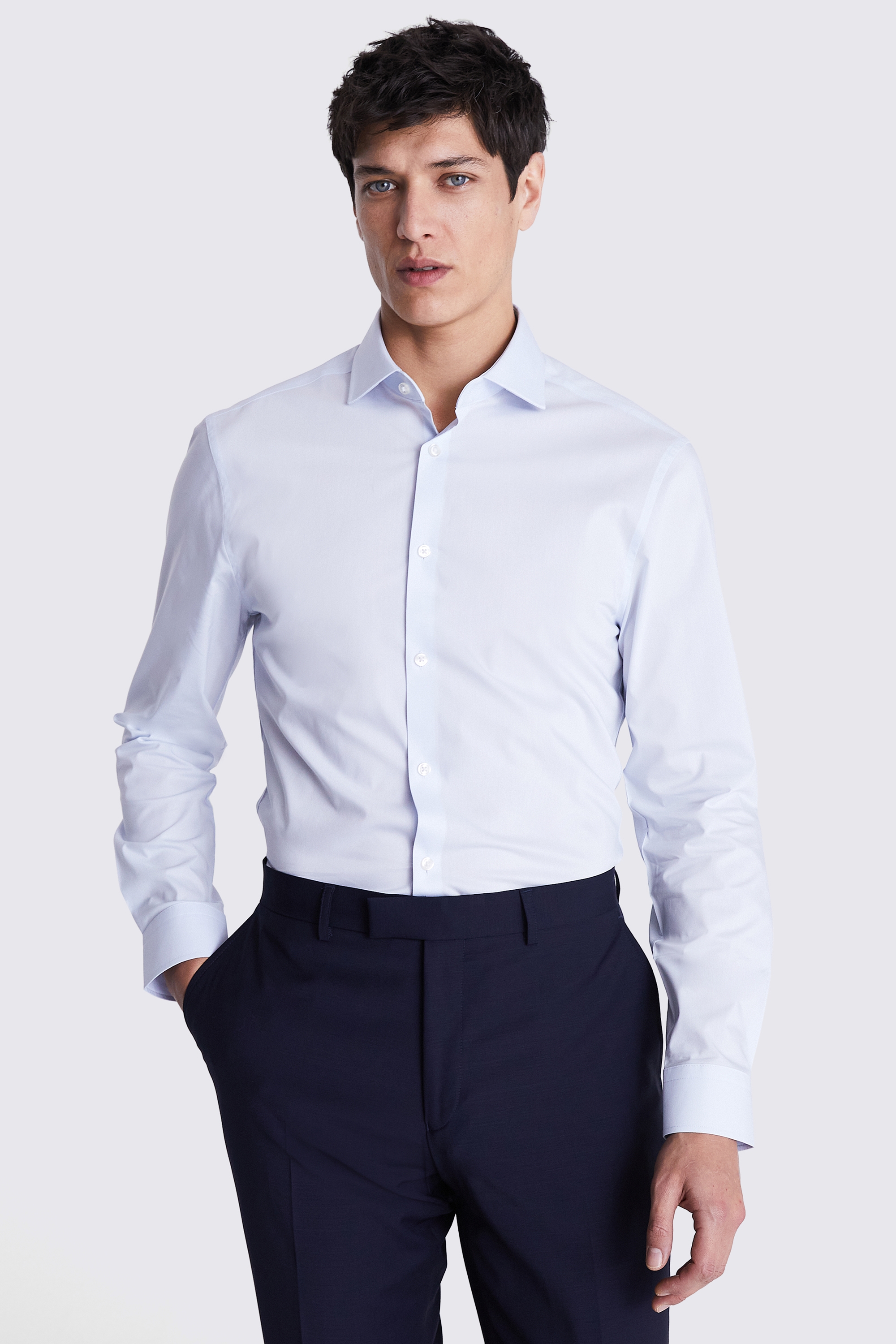 Slim Fit Light Blue Stretch Shirt | Buy Online at Moss