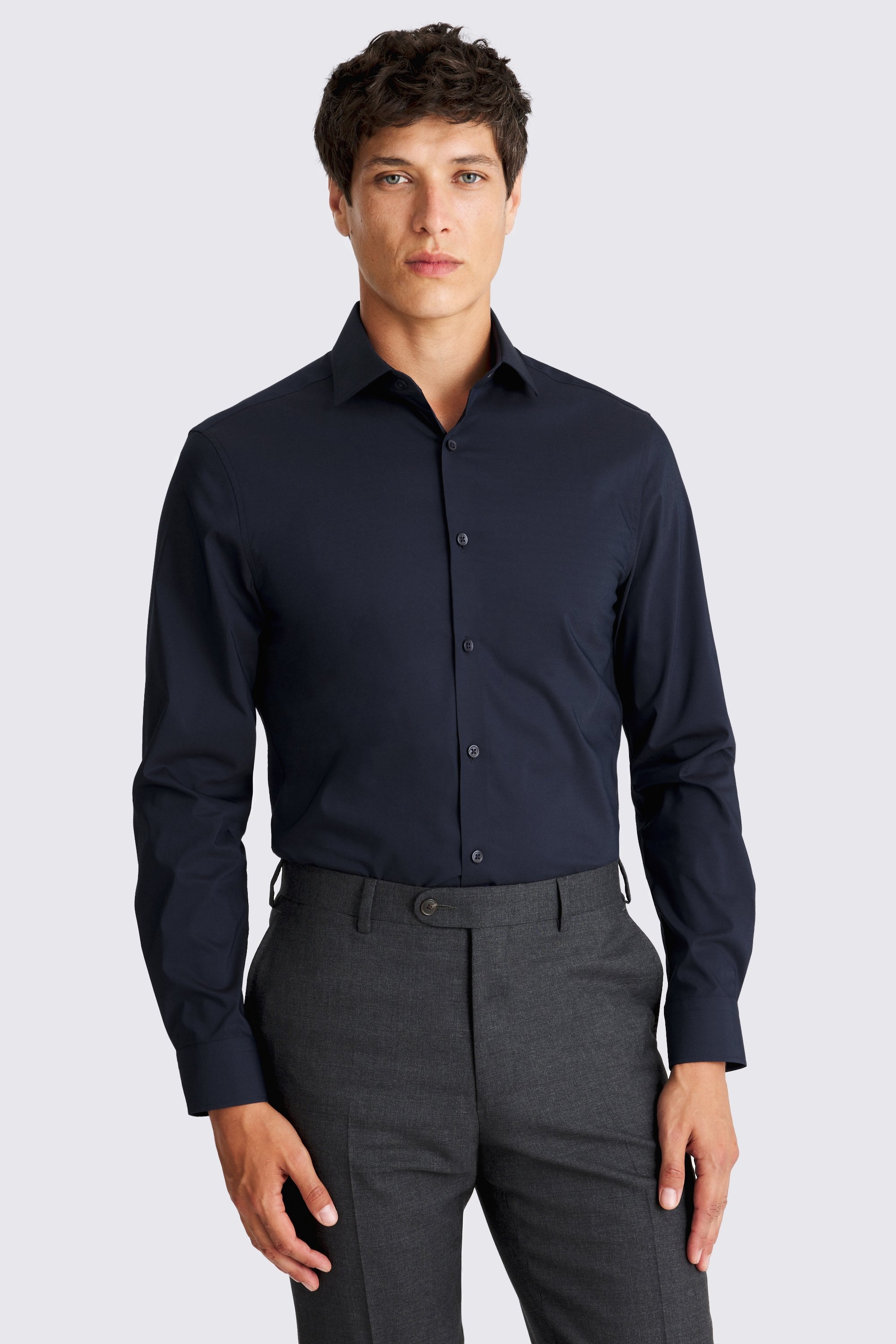 Slim Fit Dark Navy Stretch Shirt