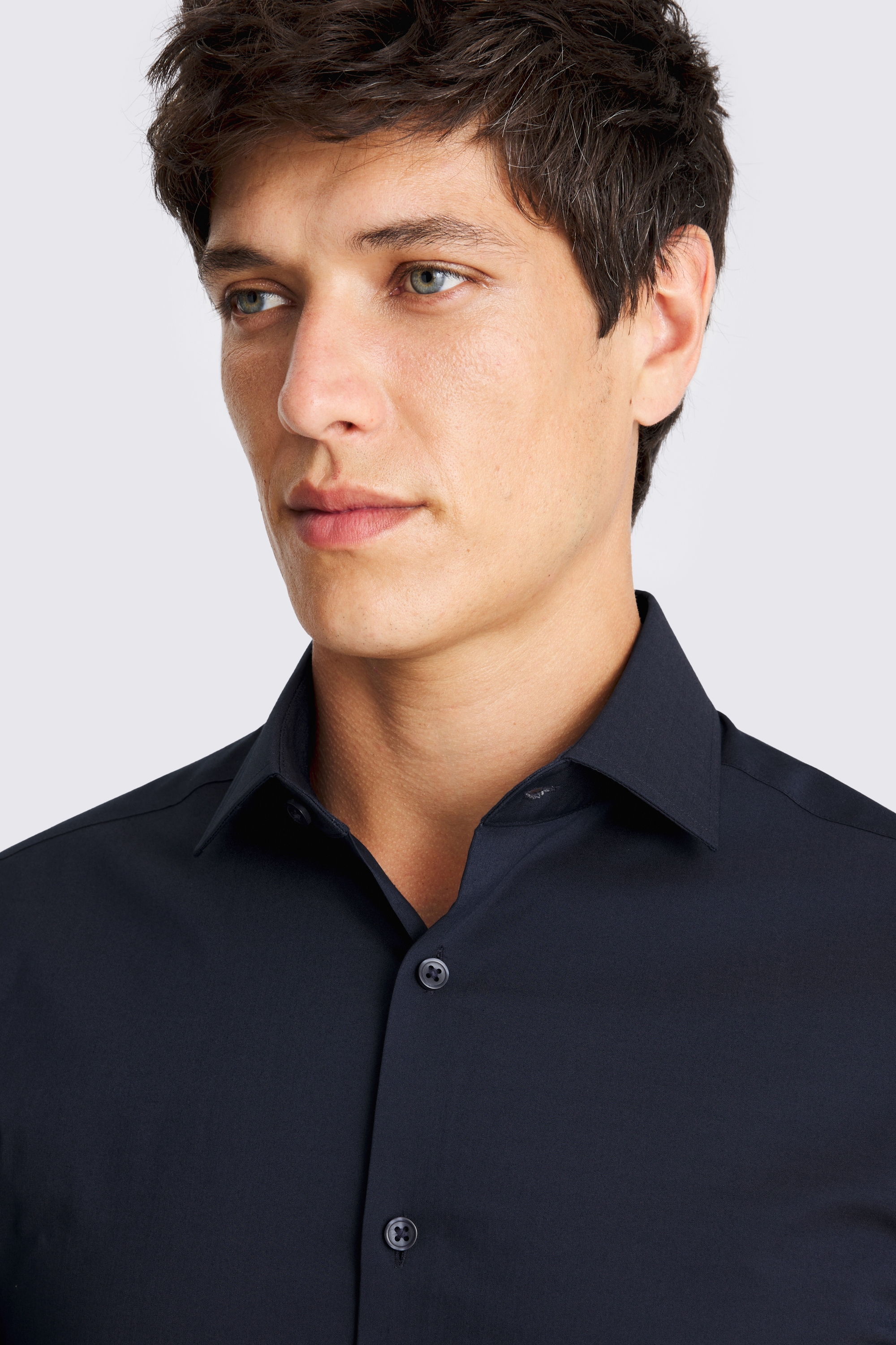 Slim Fit Dark Navy Stretch Shirt