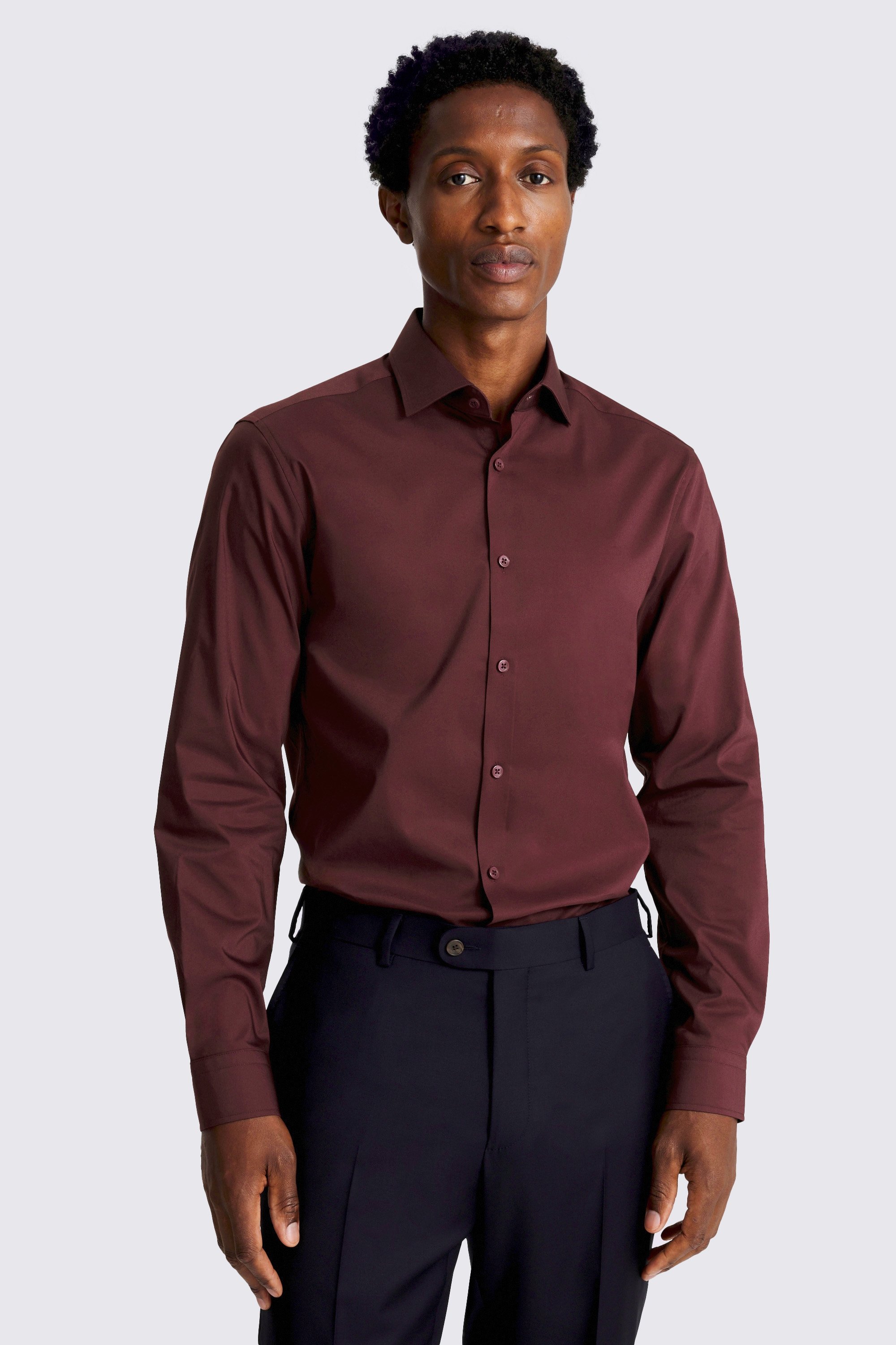 Slim Fit Wine Stretch Shirt