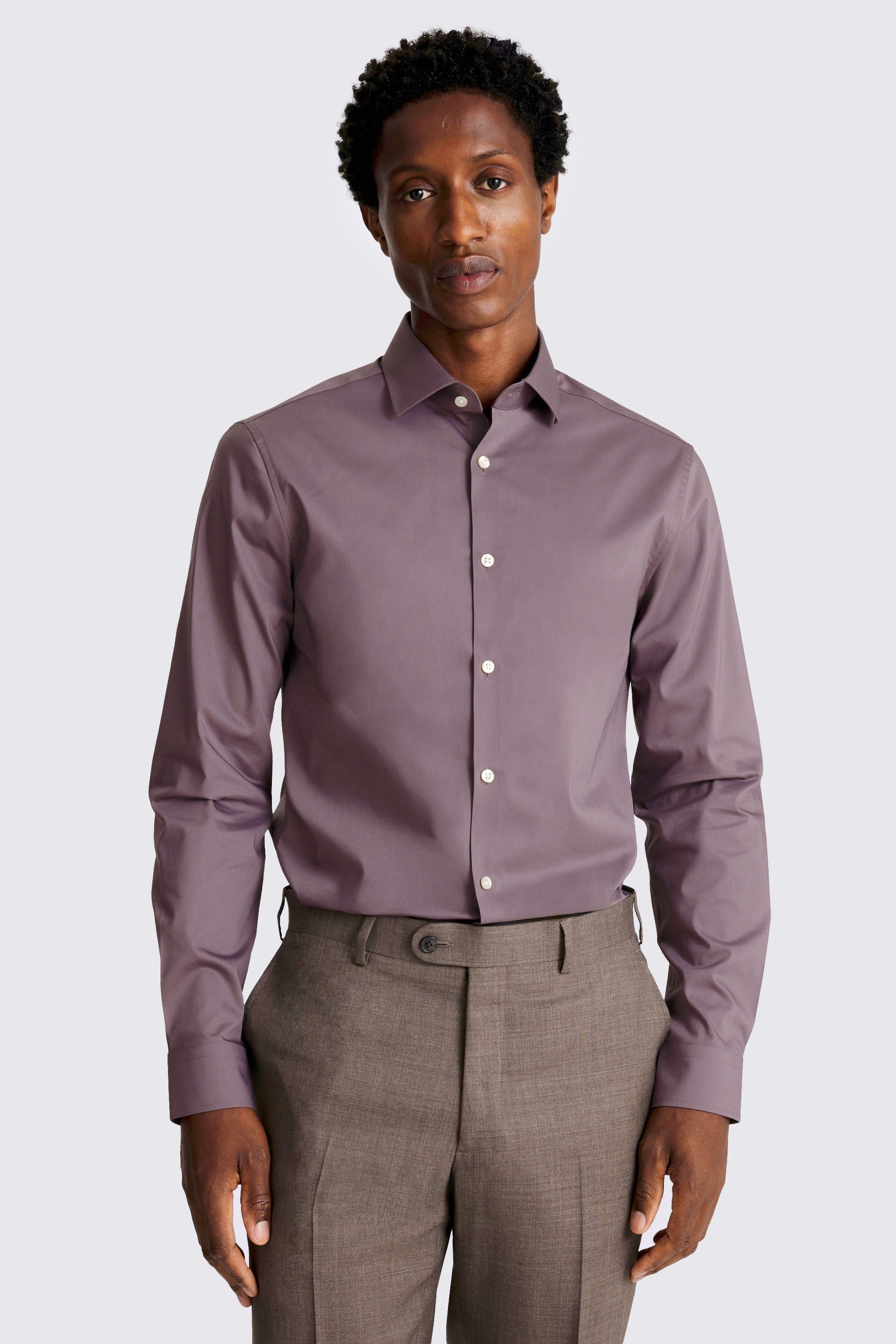 Slim Fit Dark Purple Stretch Shirt