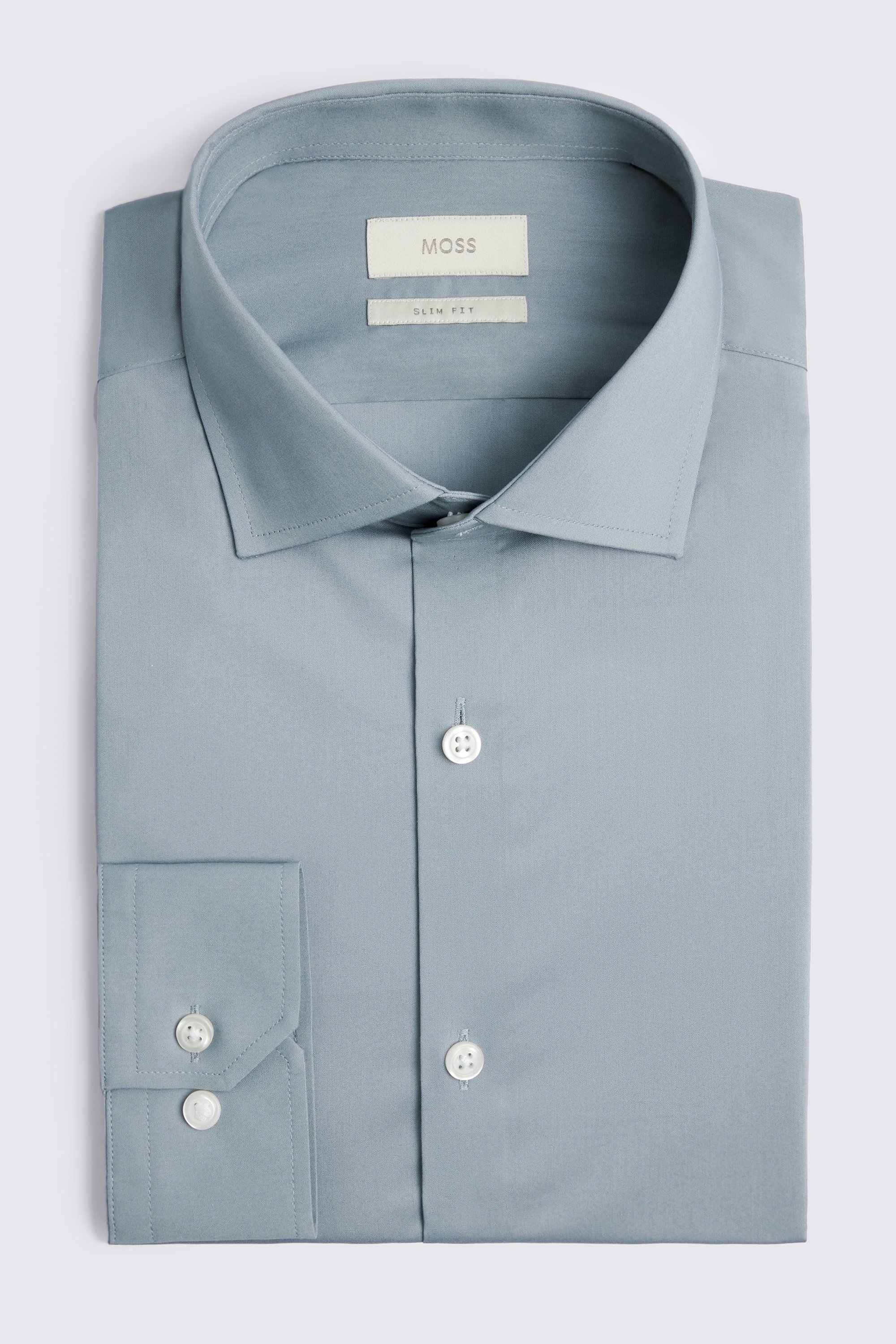 Slim Fit Mid Blue Stretch Shirt