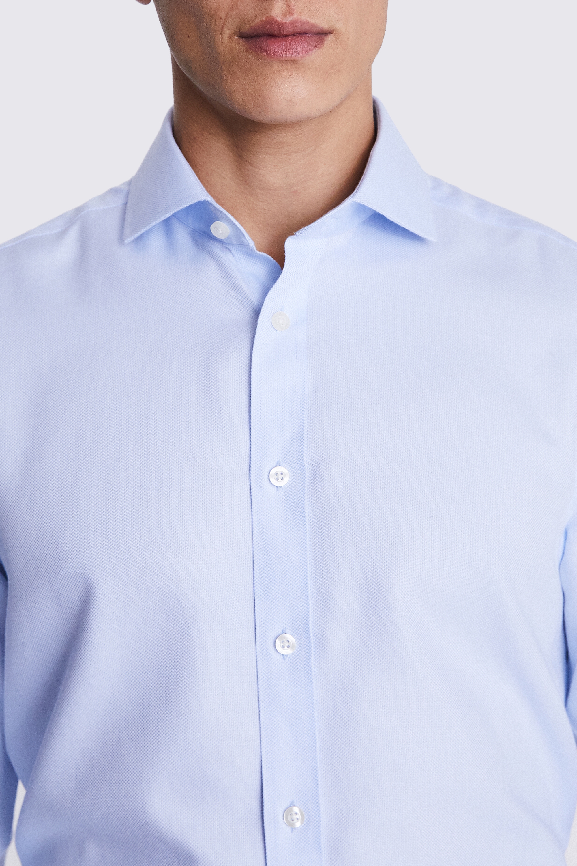 Tailored Fit Sky Textured Dobby Non-Iron Shirt