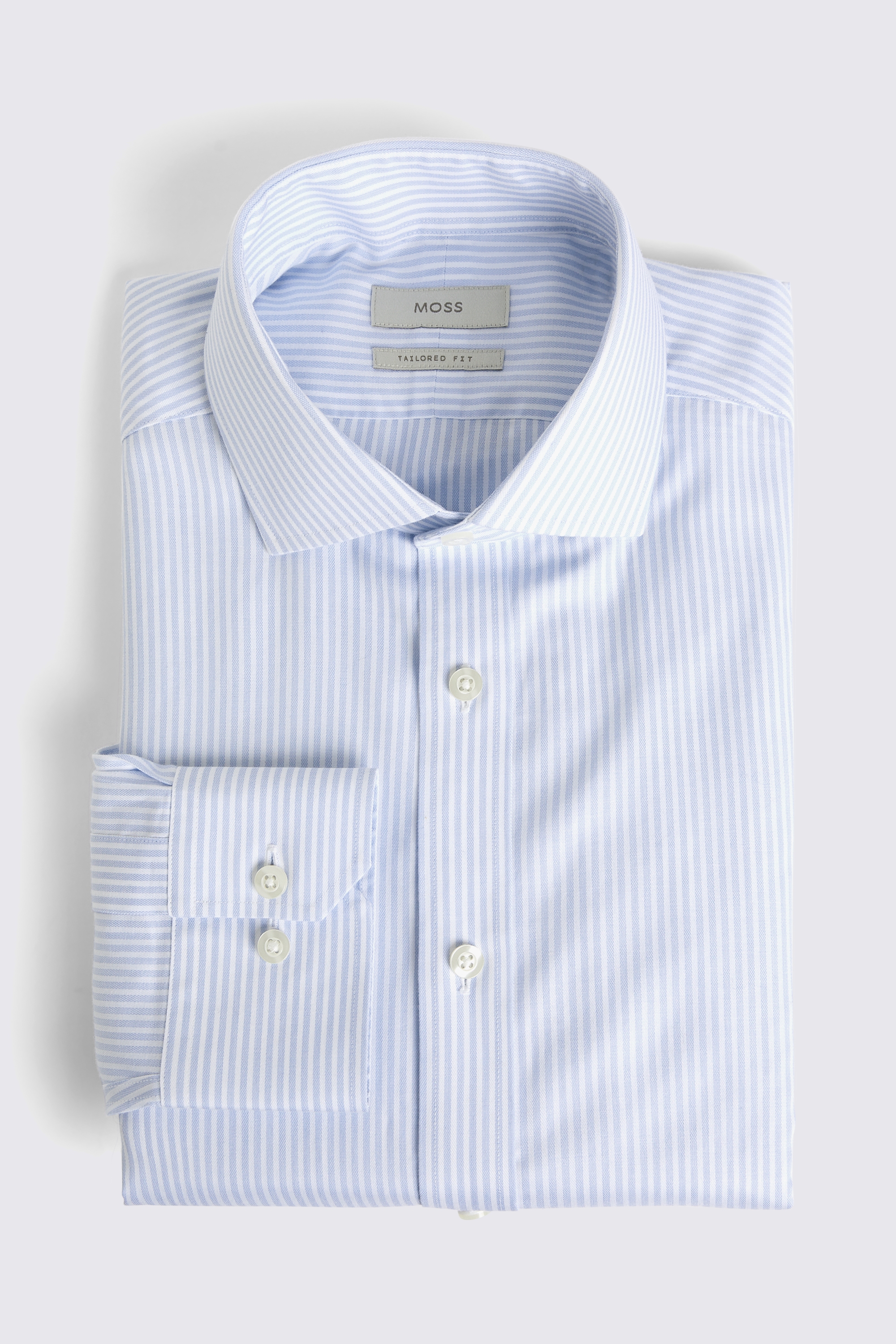 Tailored Fit Light Blue Stripe Twill Non-Iron Shirt