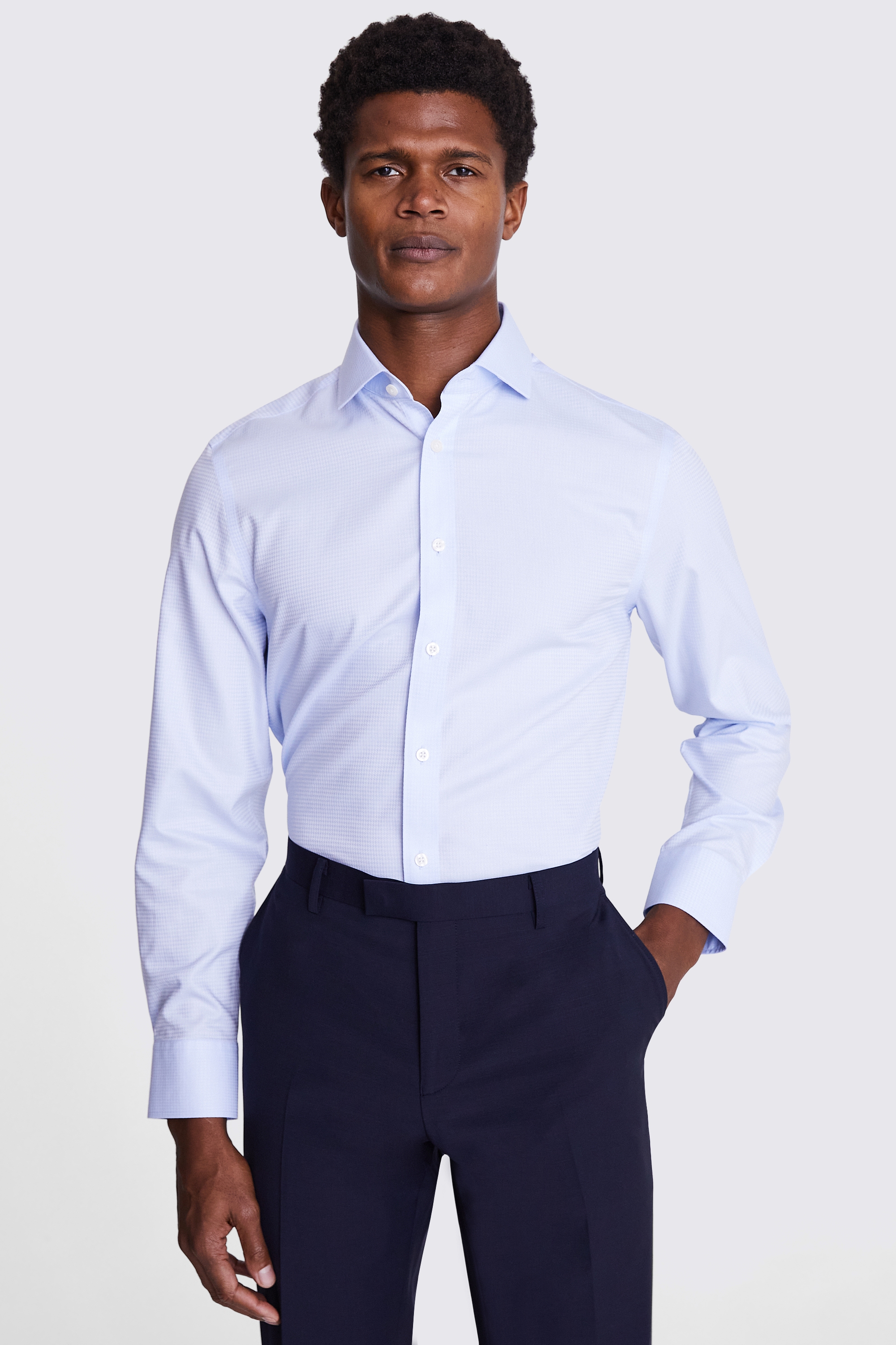 Tailored Fit Sky Puppytooth Non-Iron Shirt | Buy Online at Moss