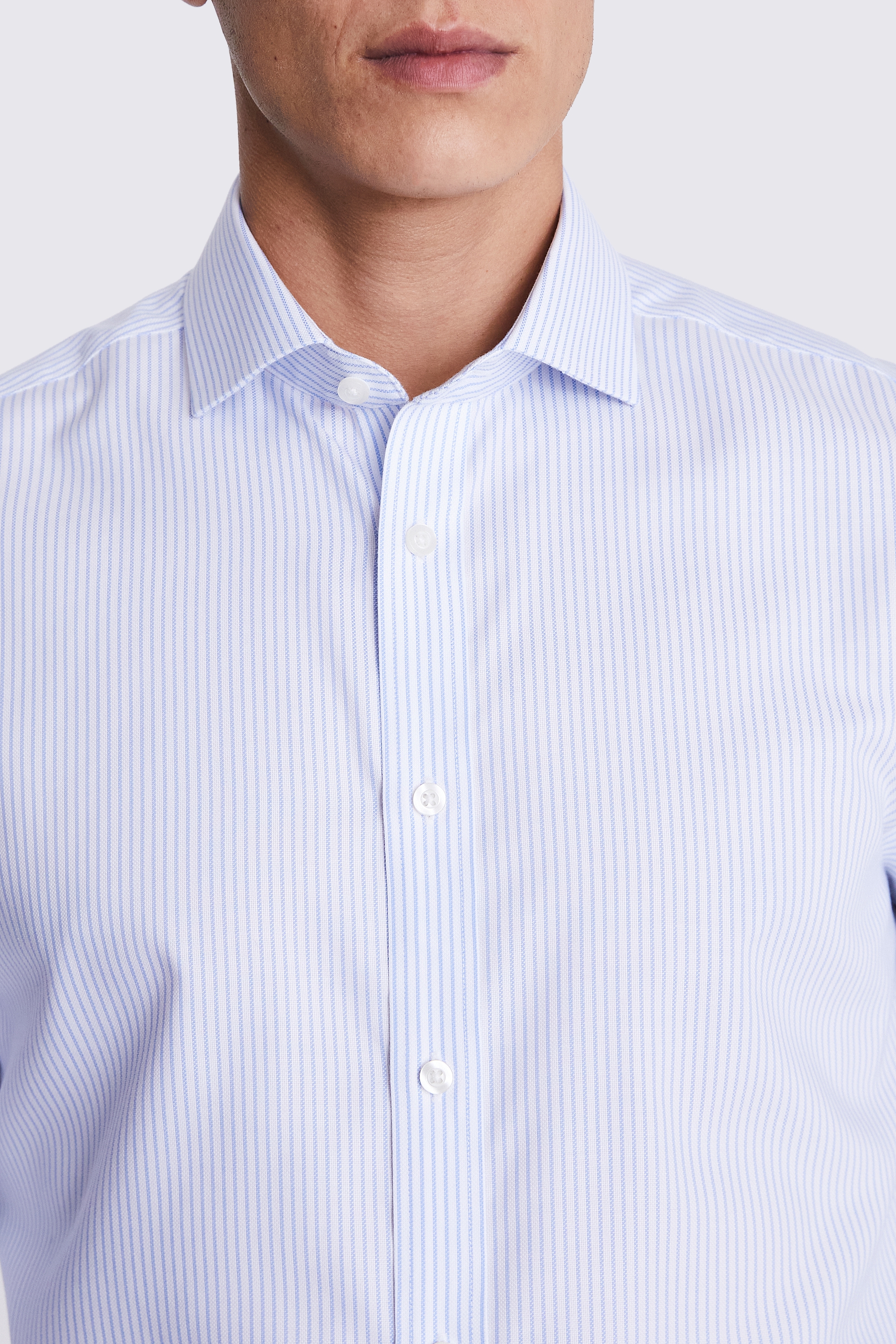 Tailored Fit Sky Royal Oxford Stripe Non-Iron Shirt | Buy Online at Moss