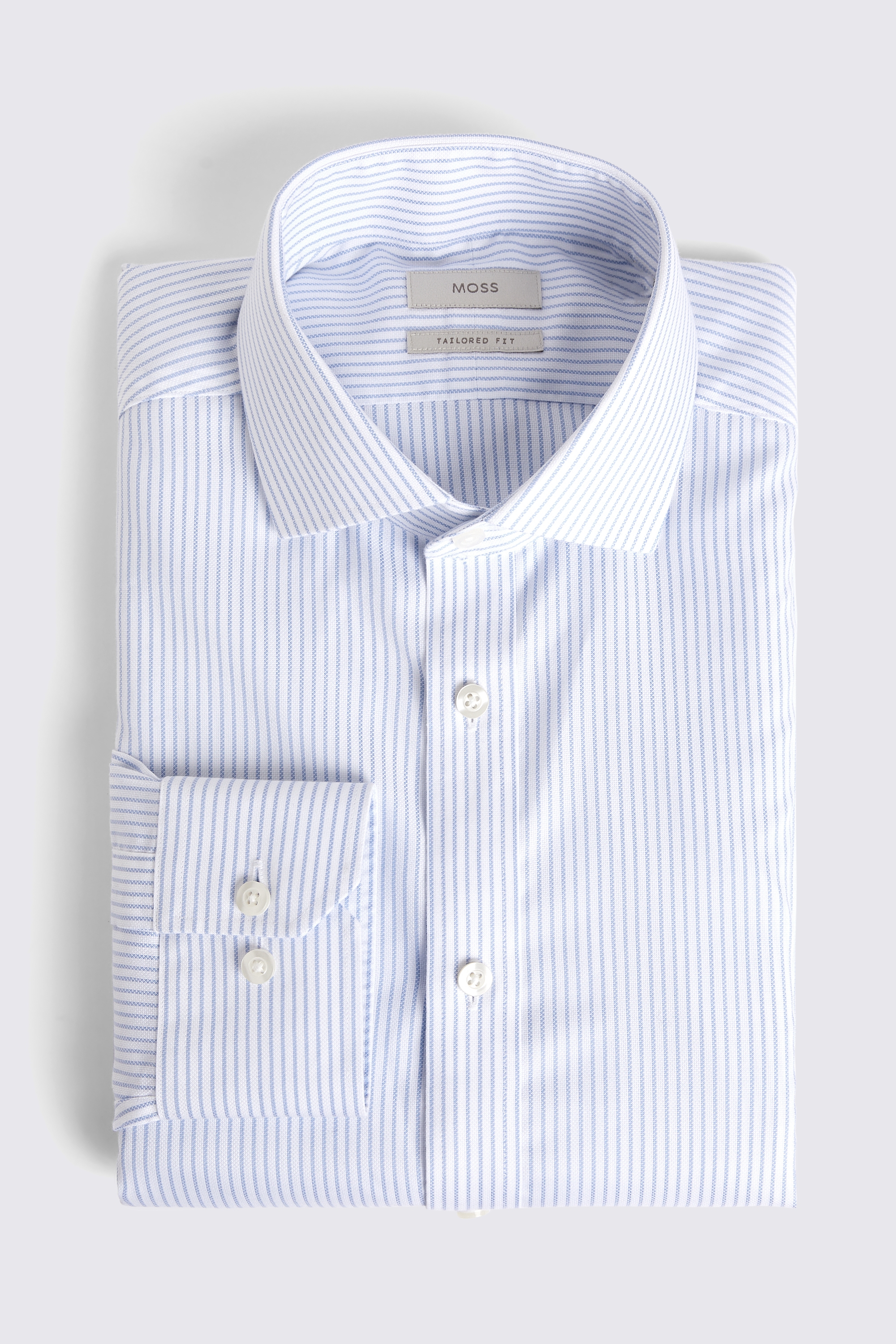 Tailored Fit Sky Royal Oxford Stripe Non-Iron Shirt