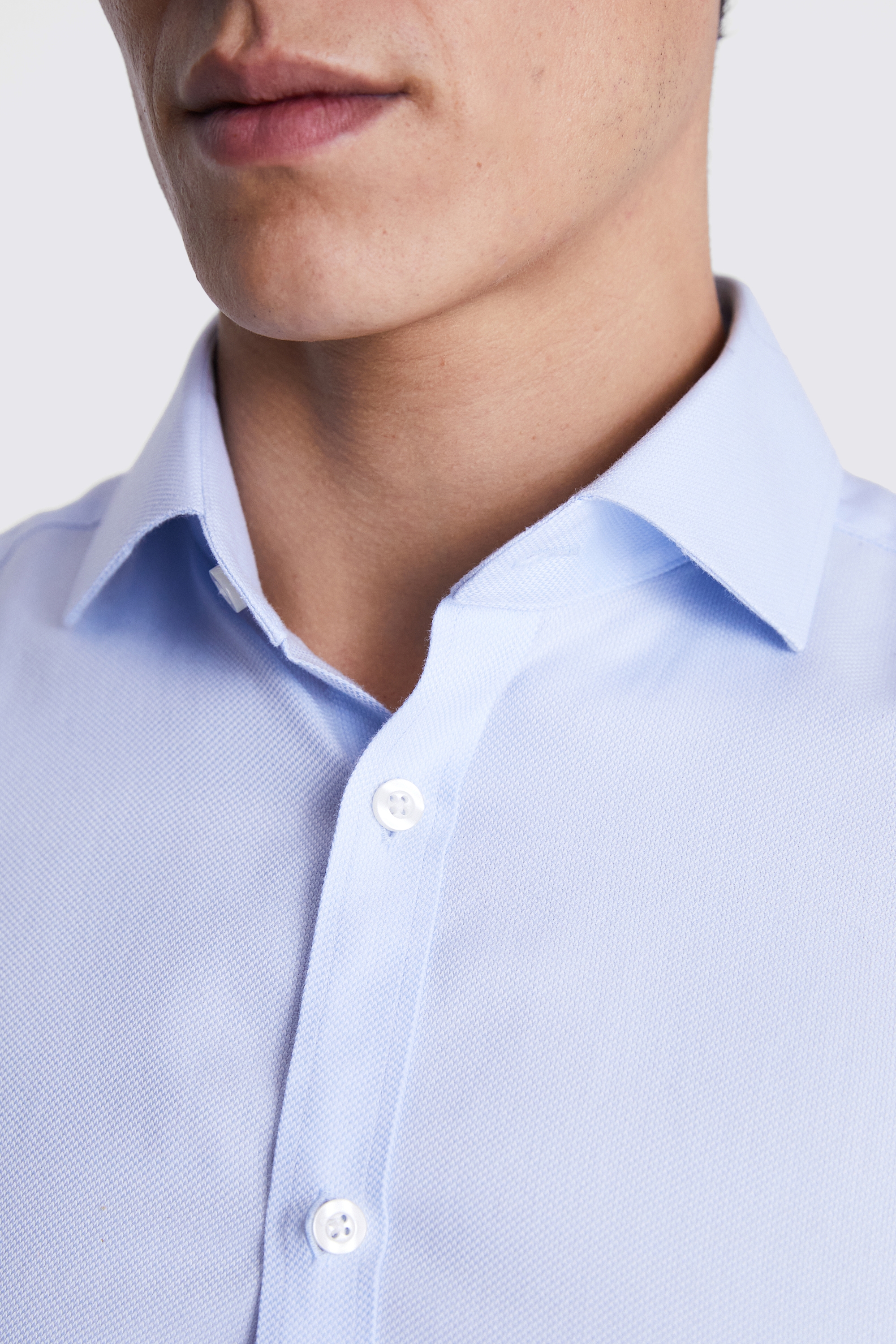 Slim Fit Sky Dobby Textured Non Iron Shirt