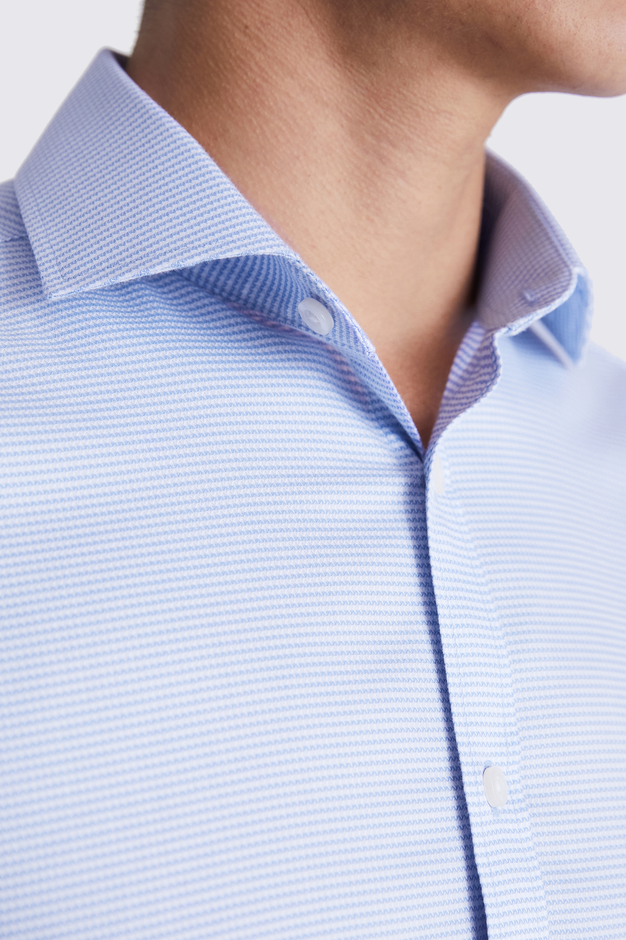 Slim Fit Sky Oval Textured Non Iron Shirt